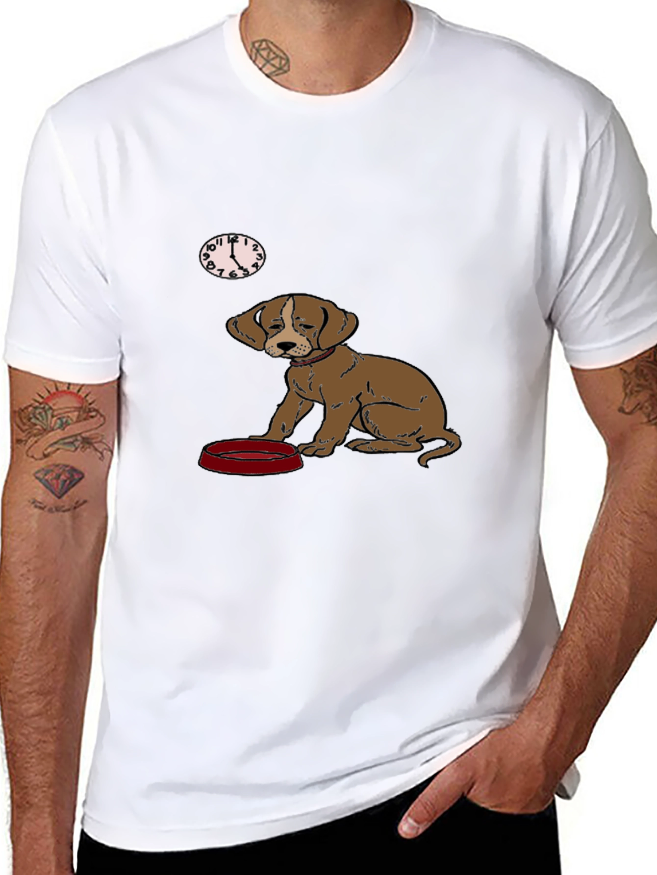 Dog Waiting for Dinner Mens Black T-Shirt