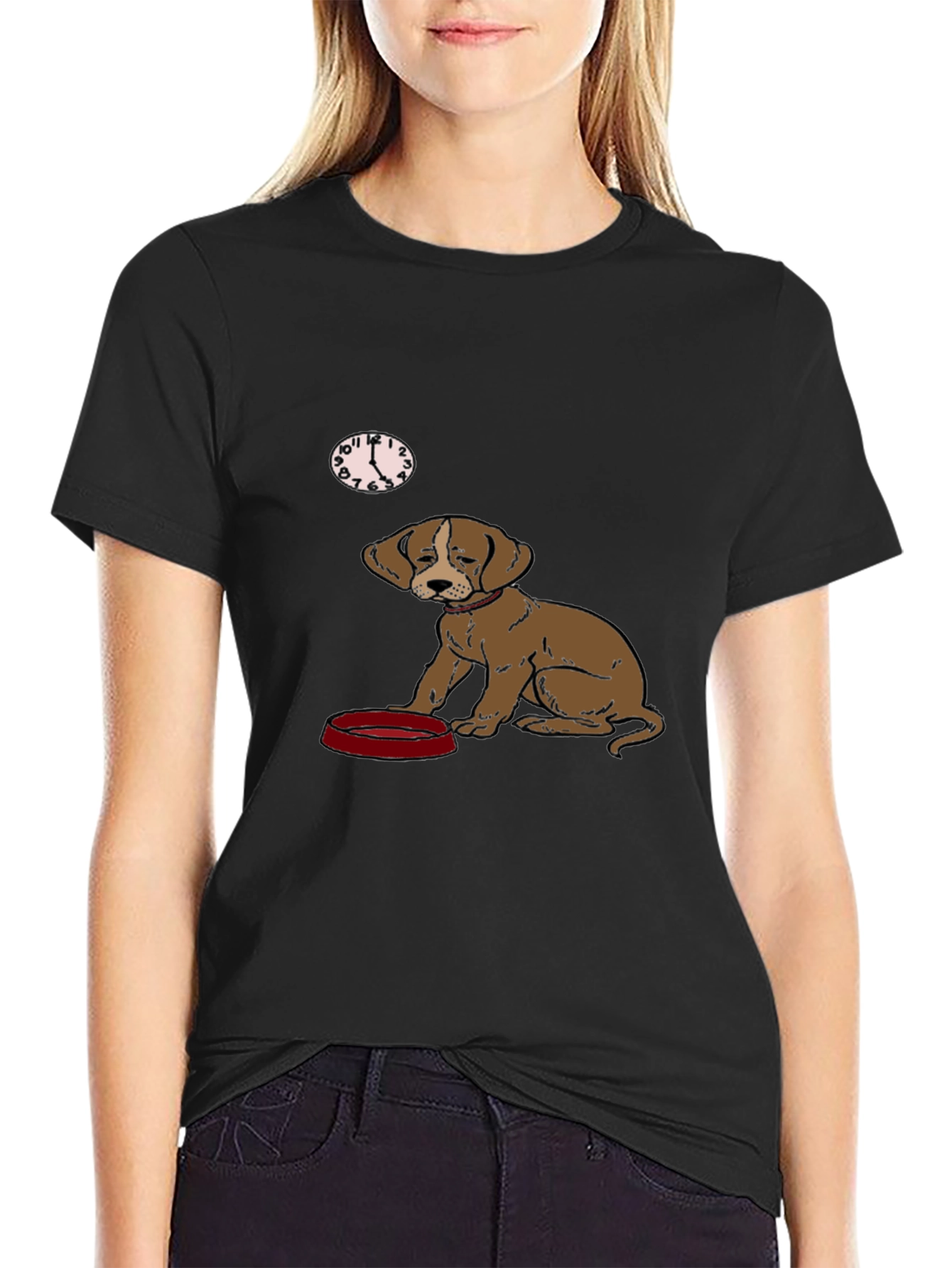 Dog Waiting for Dinner Mens Black T-Shirt