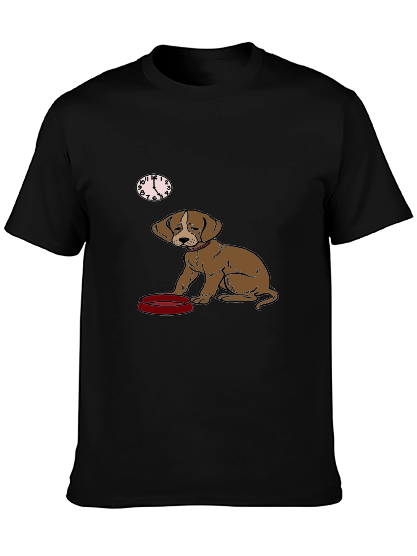 Dog Waiting for Dinner Mens Black T-Shirt
