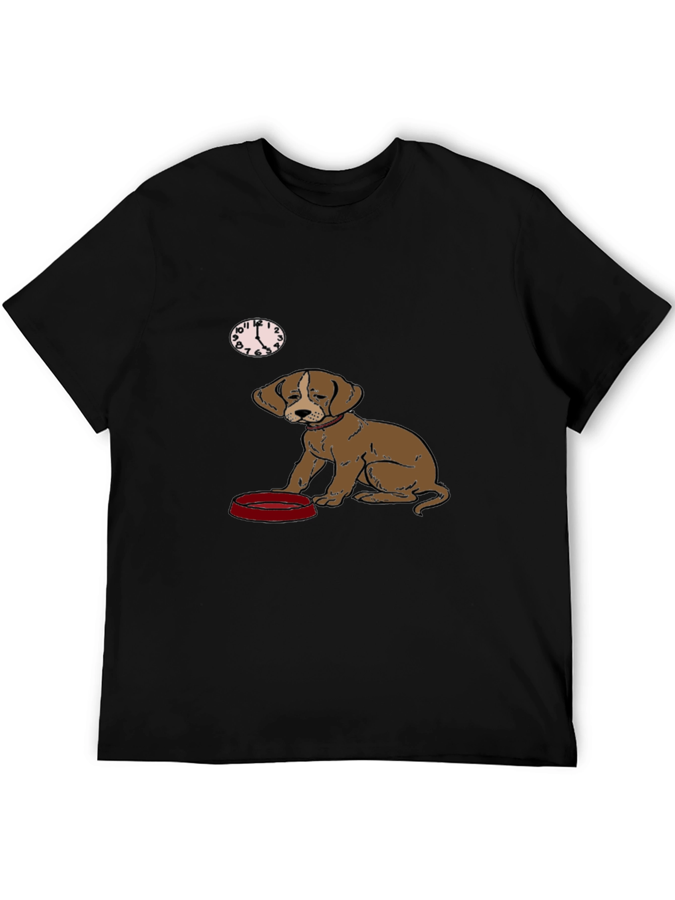 Dog Waiting for Dinner Mens Black T-Shirt