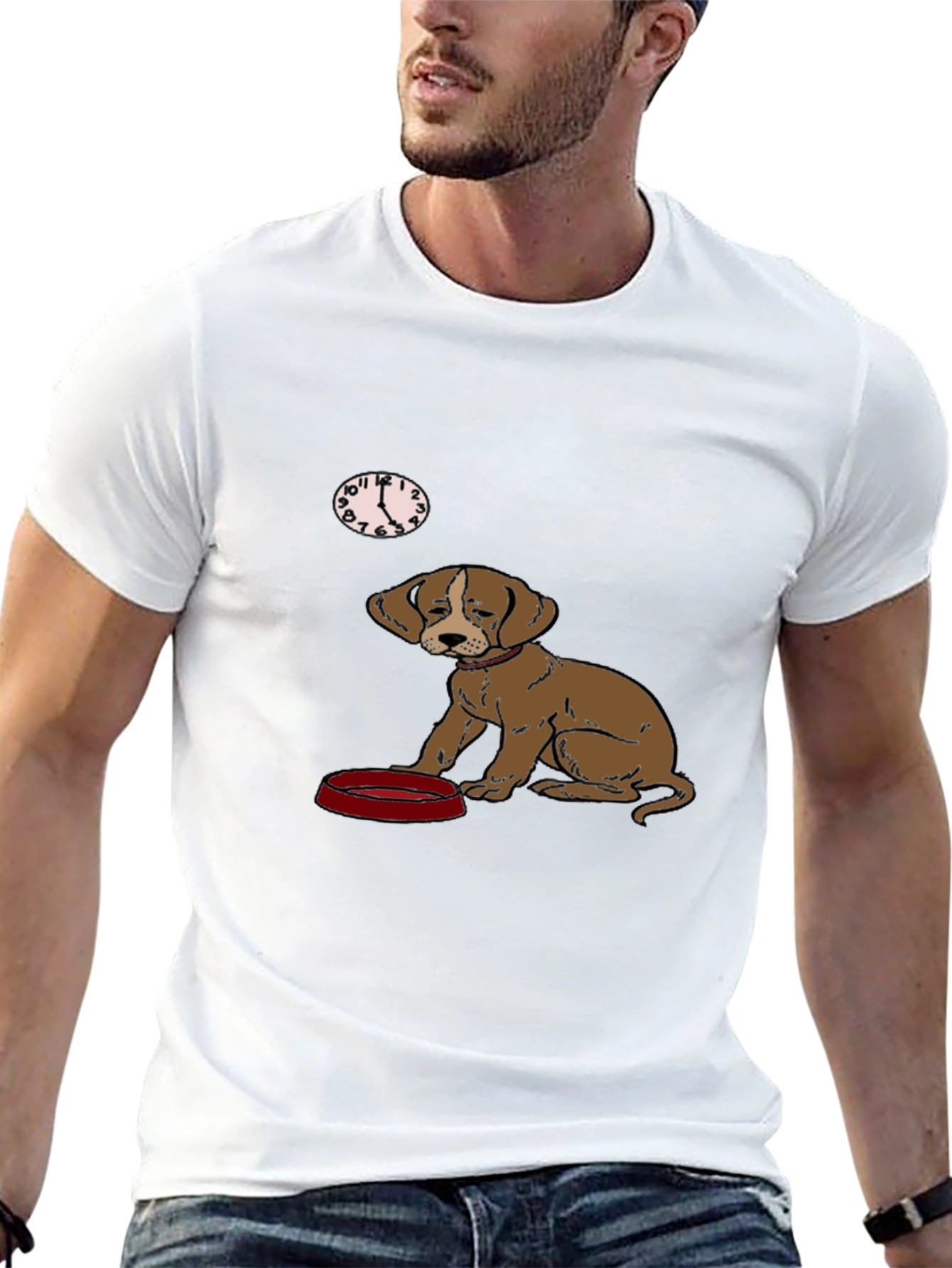 Dog Waiting for Dinner Mens Black T-Shirt