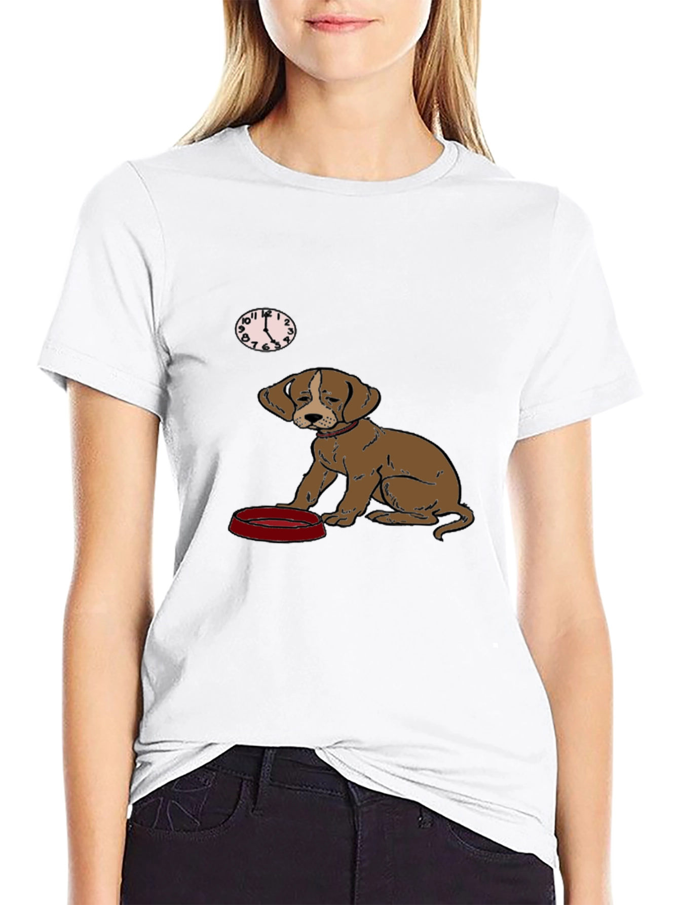 Dog Waiting for Dinner Mens Black T-Shirt