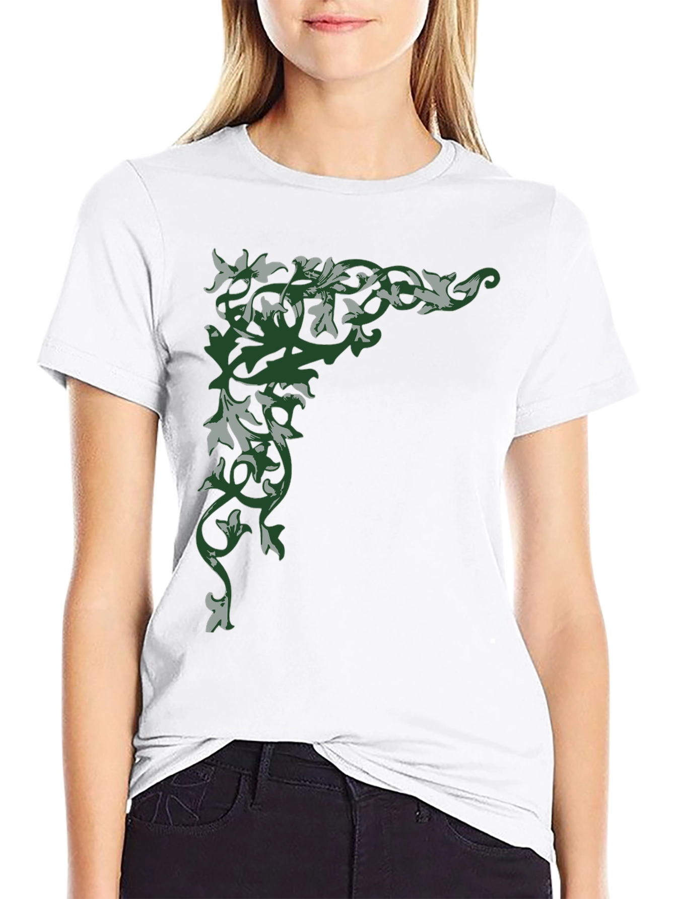 Floral Corner Graphic Black T-Shirt