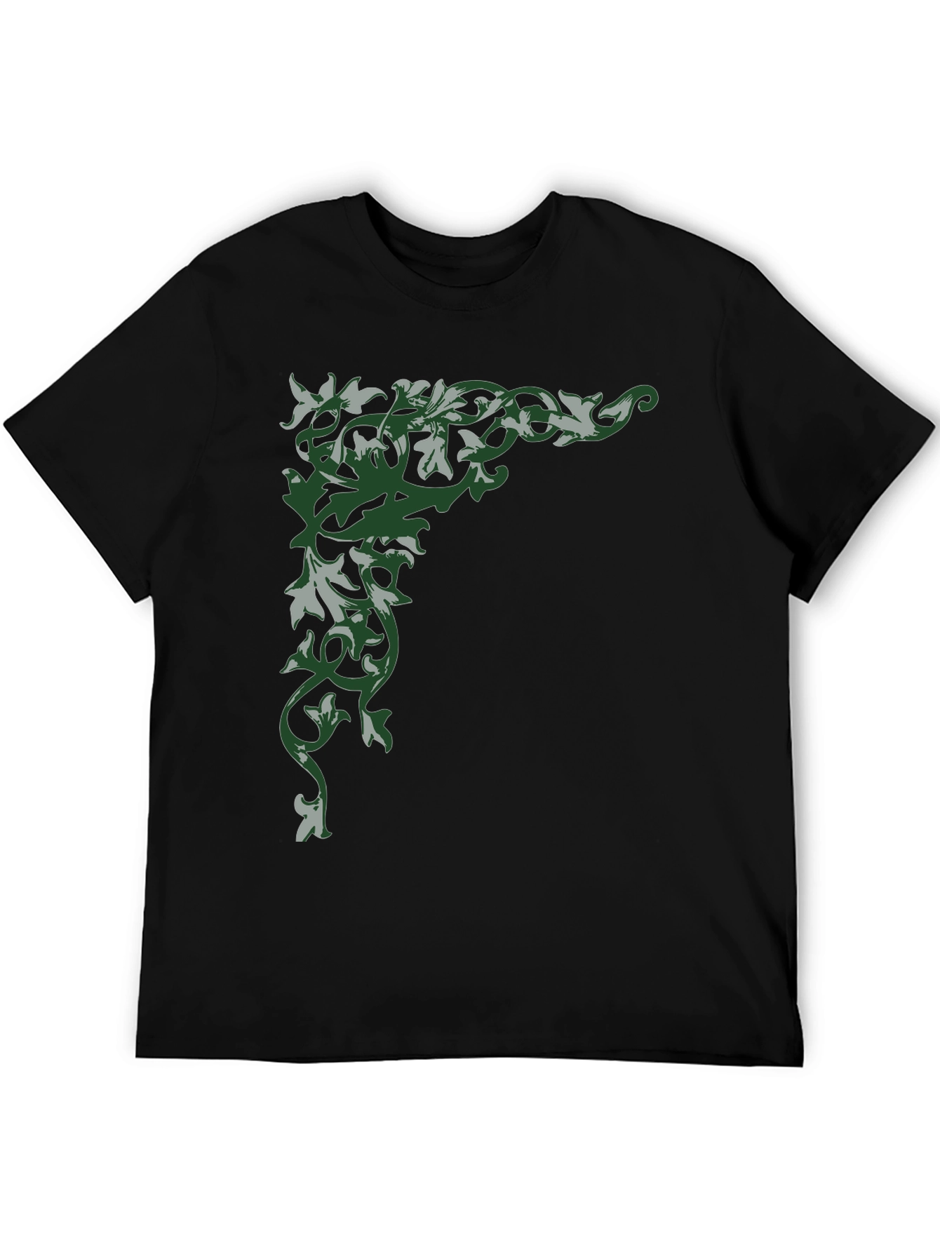 Floral Corner Graphic Black T-Shirt