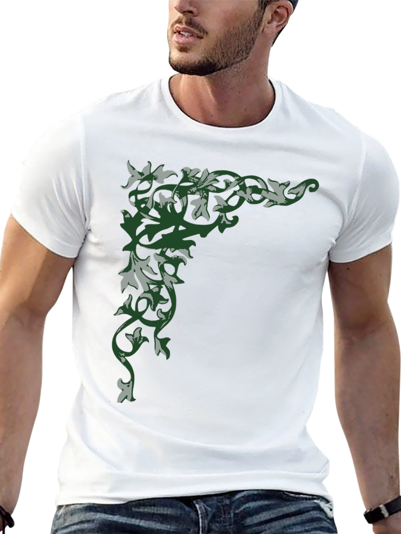 Floral Corner Graphic Black T-Shirt