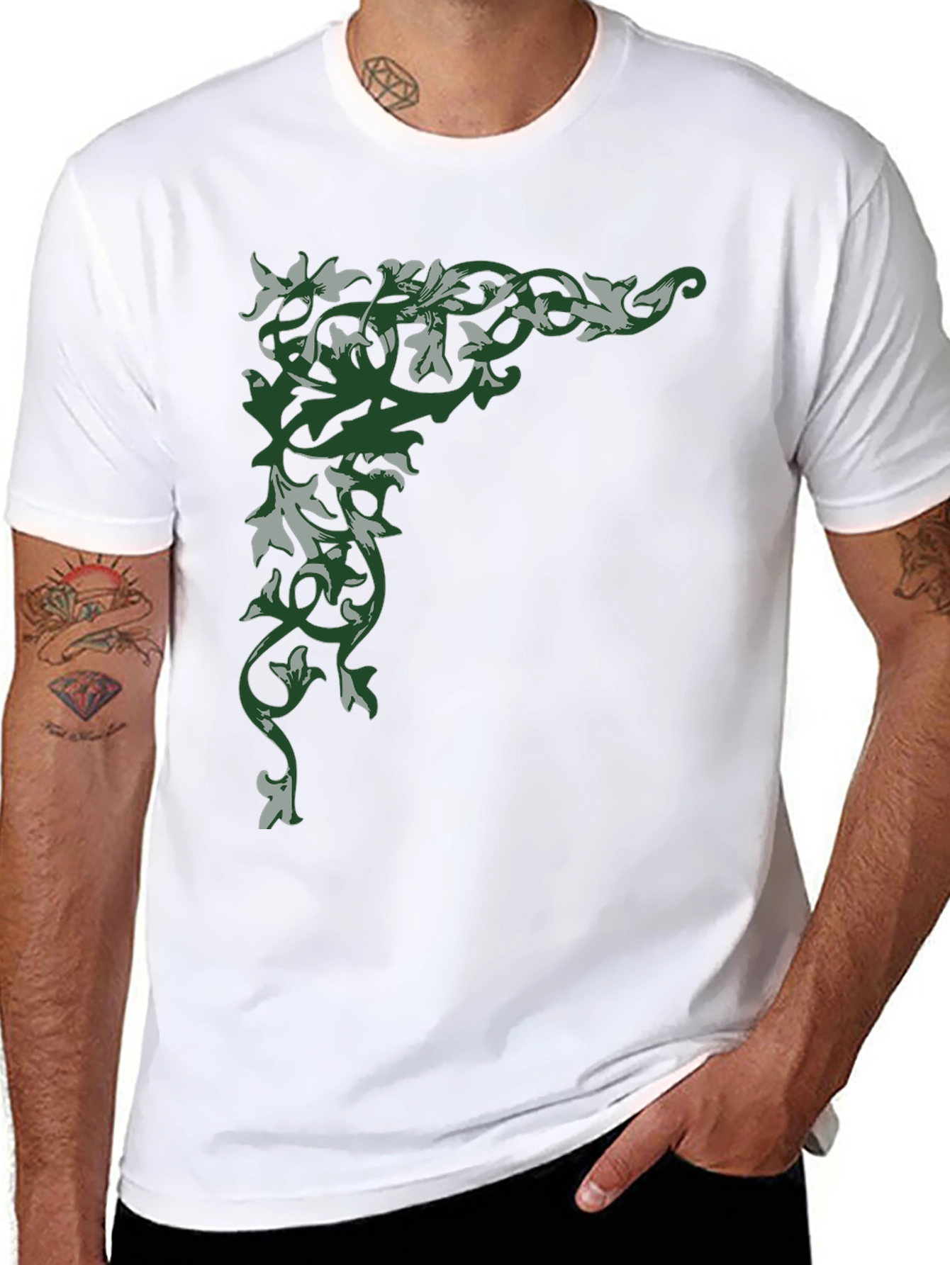 Floral Corner Graphic Black T-Shirt