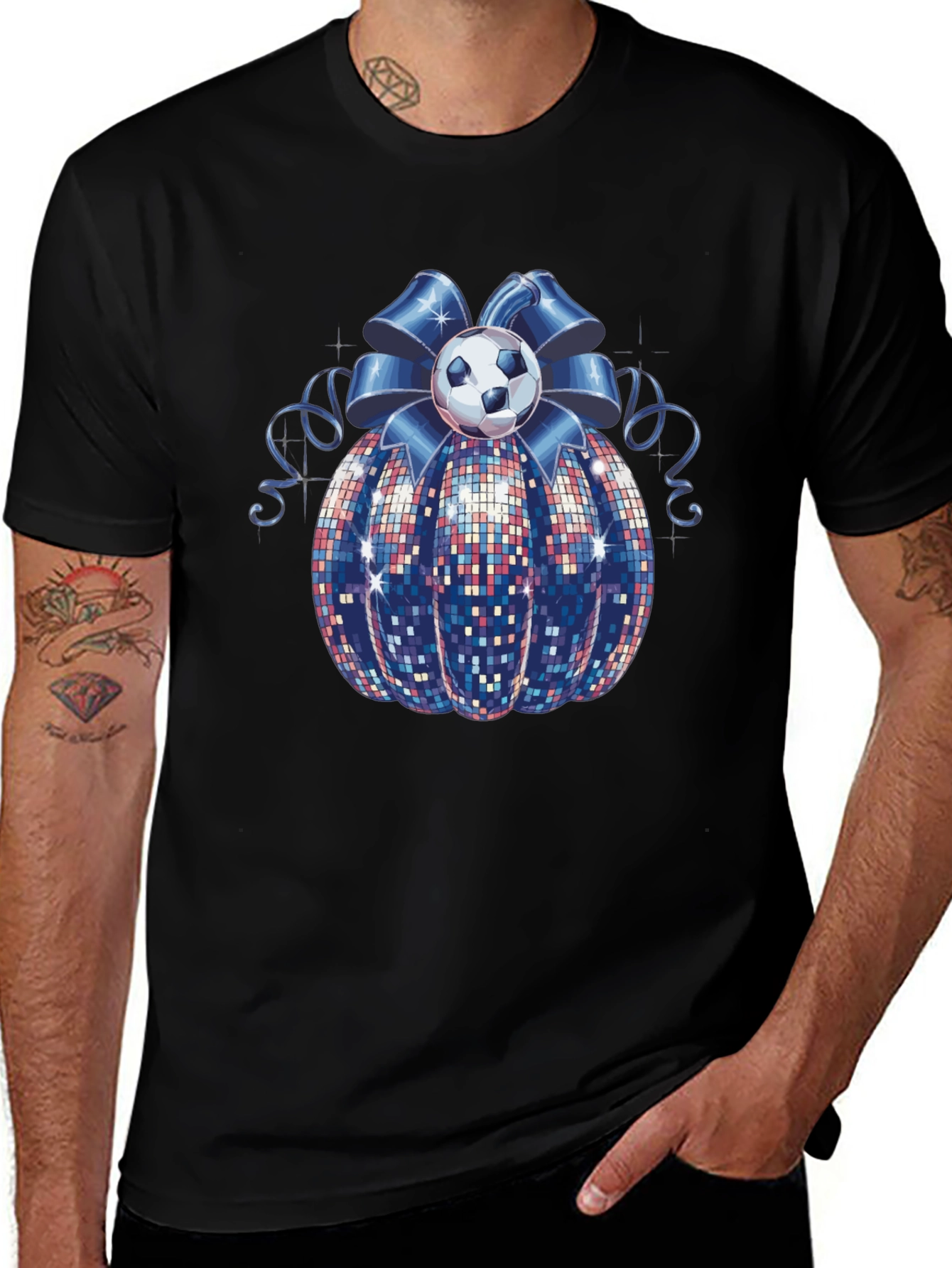 Festive Soccer Ball Bow T-Shirt