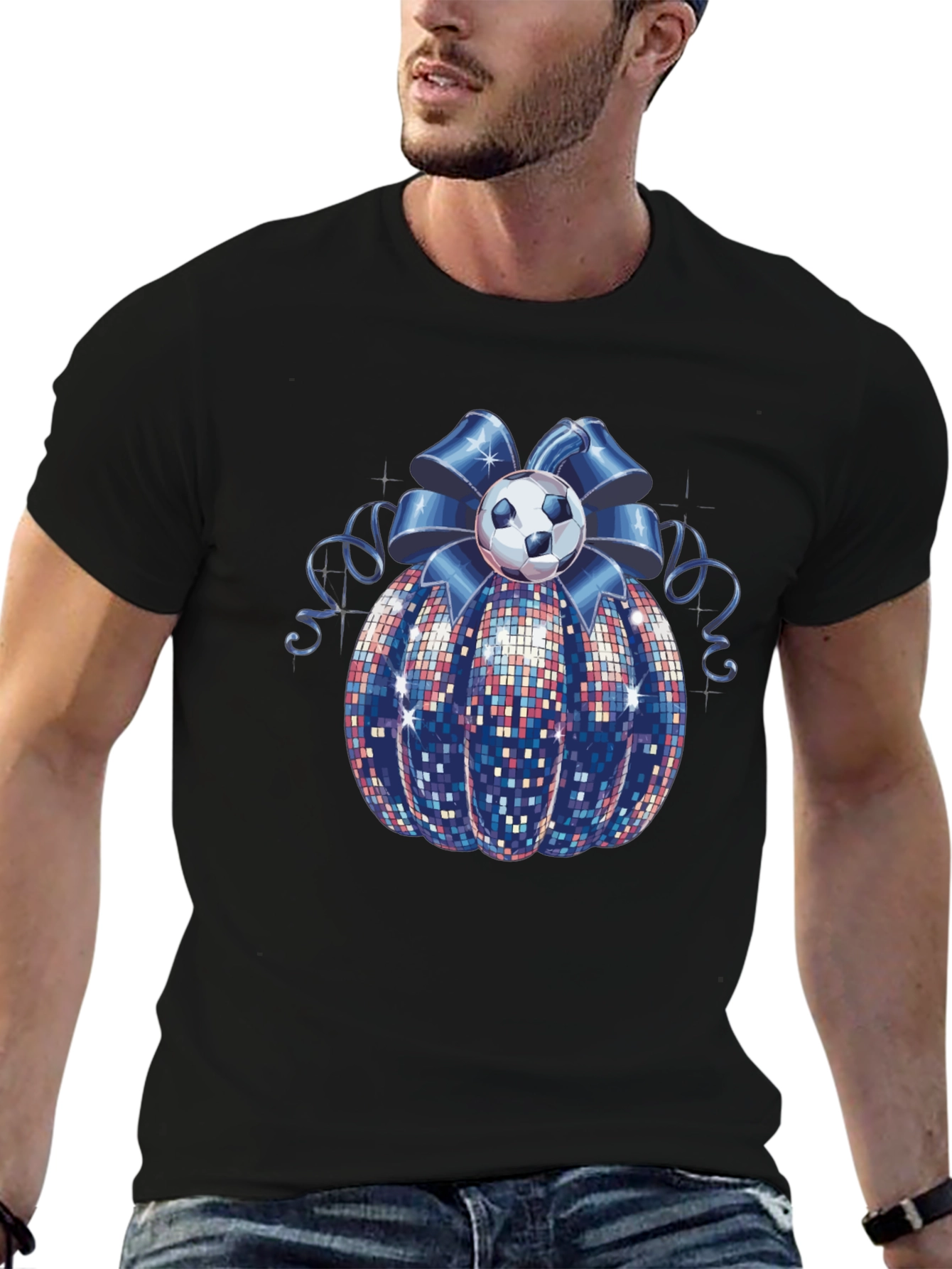 Festive Soccer Ball Bow T-Shirt