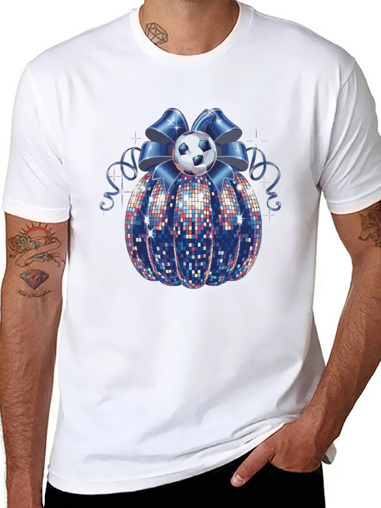 Festive Soccer Ball Bow T-Shirt