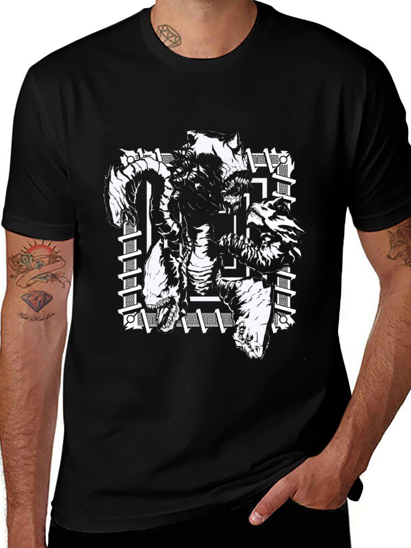 Mythical Creatures Graphic T-Shirt - Black