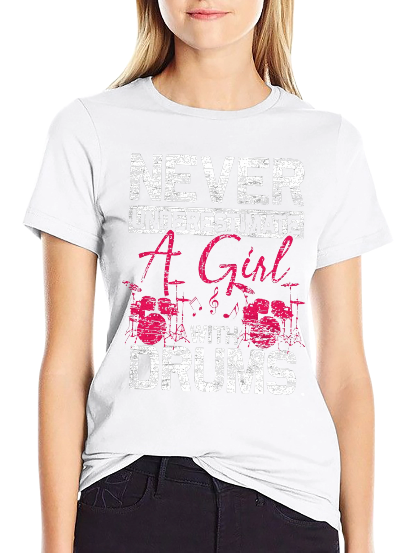 Never Underestimate A Girl With Drums T-Shirt