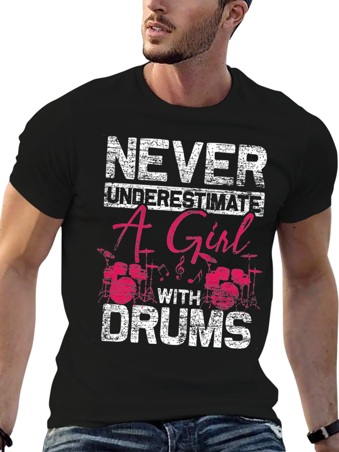 Never Underestimate A Girl With Drums T-Shirt