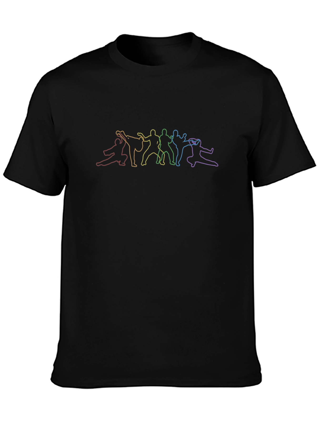 Rainbow Silhouette Martial Arts Black Tee