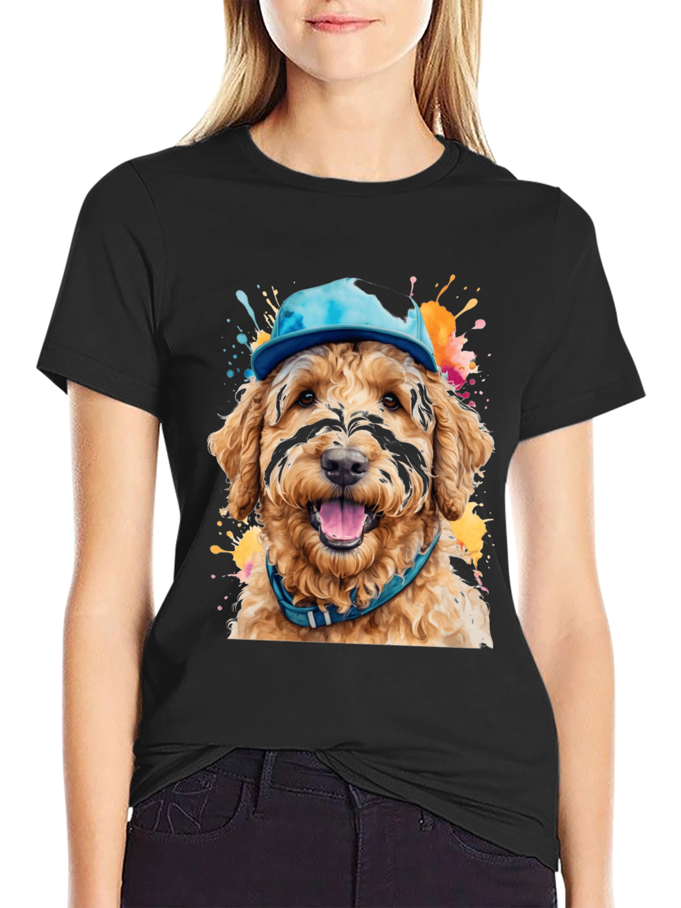 Dog in Hat T-Shirt - Unique Artistic Design