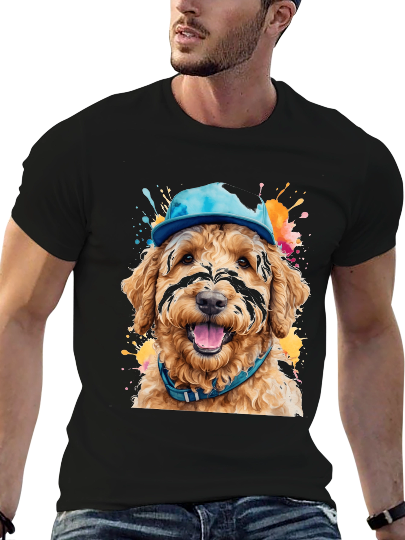 Dog in Hat T-Shirt - Unique Artistic Design