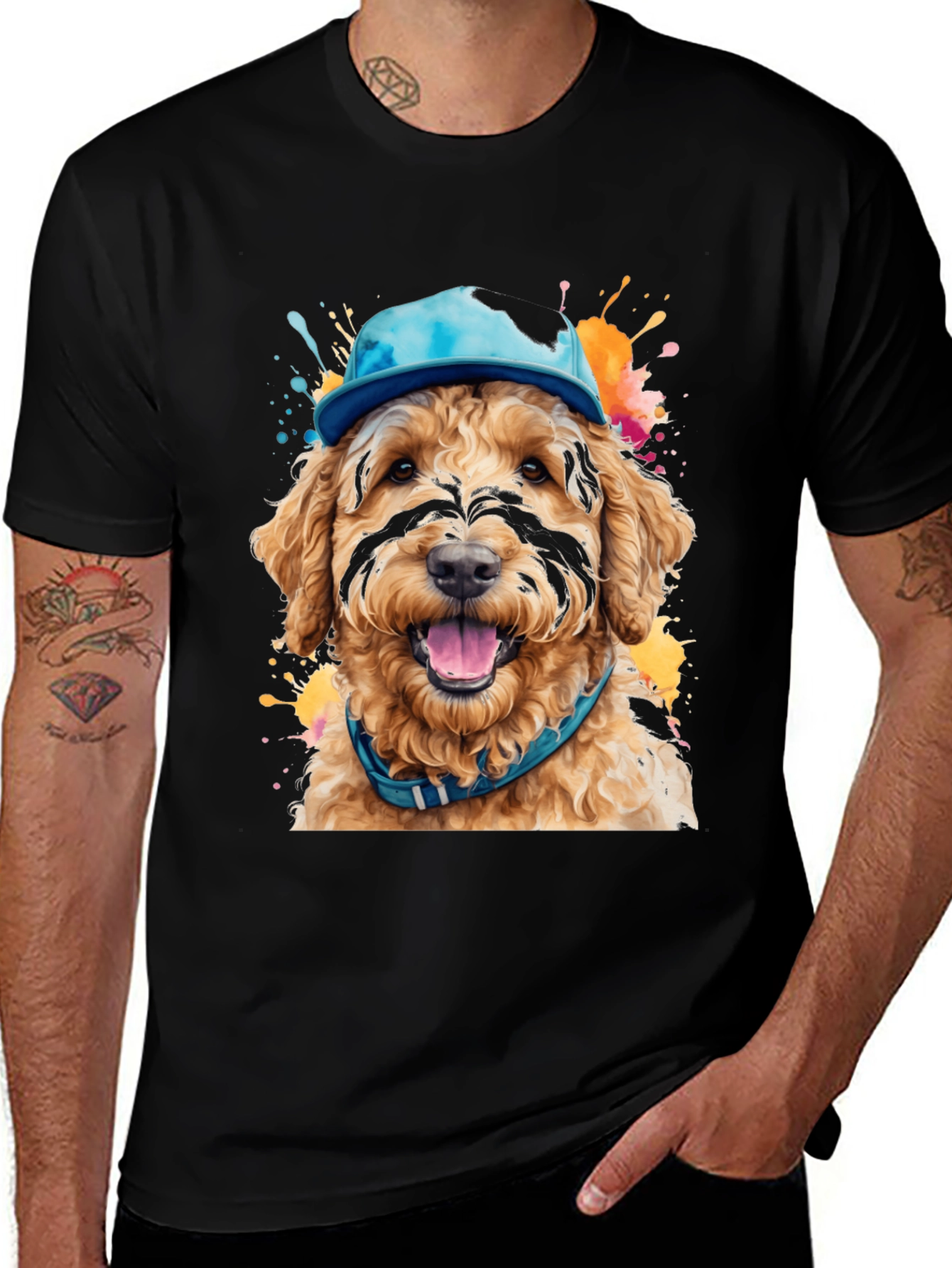 Dog in Hat T-Shirt - Unique Artistic Design
