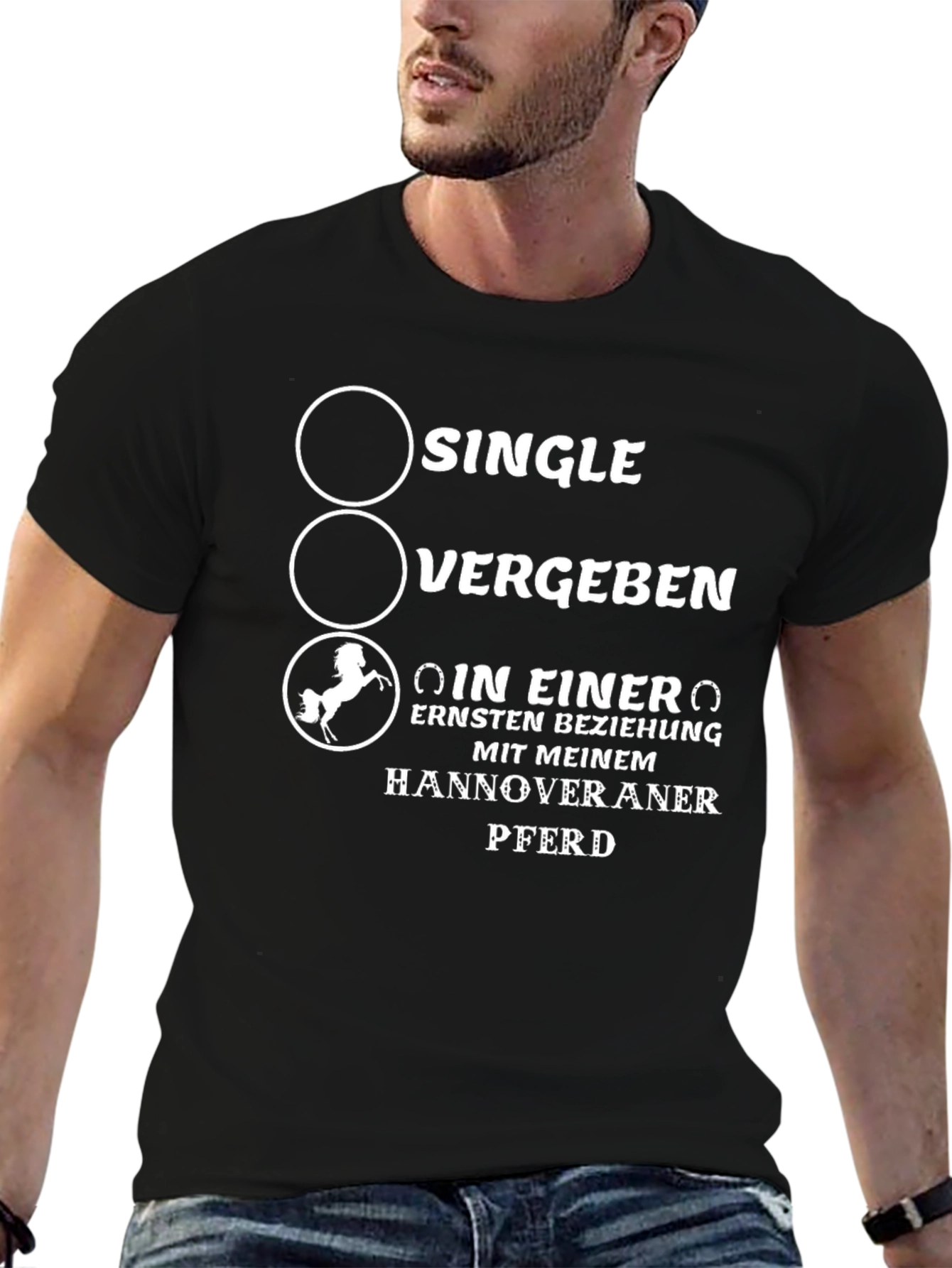 Single? Vergeben? Horse Lover Black T-Shirt