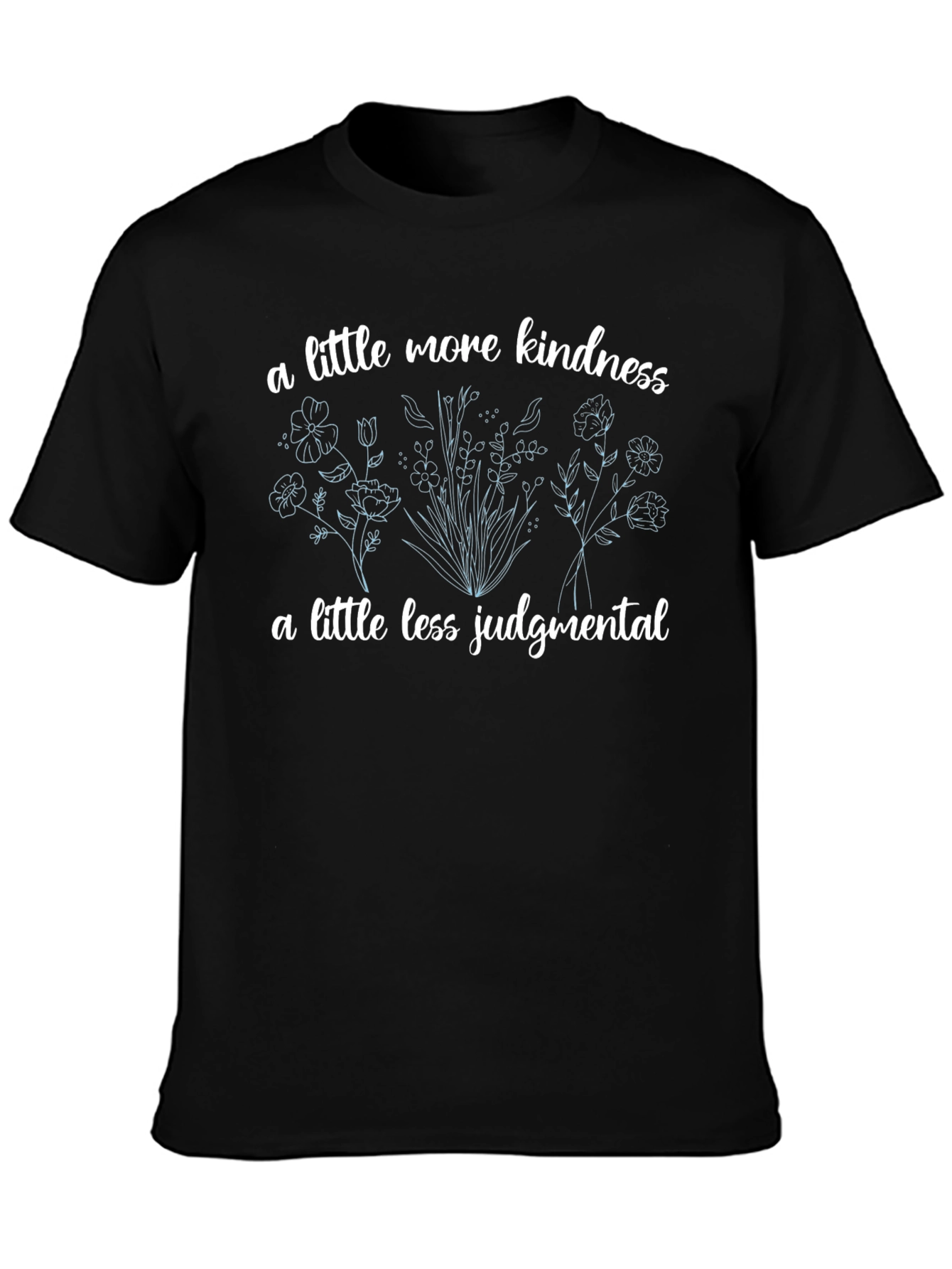 Kindness & Flowers Graphic Print Black T-Shirt