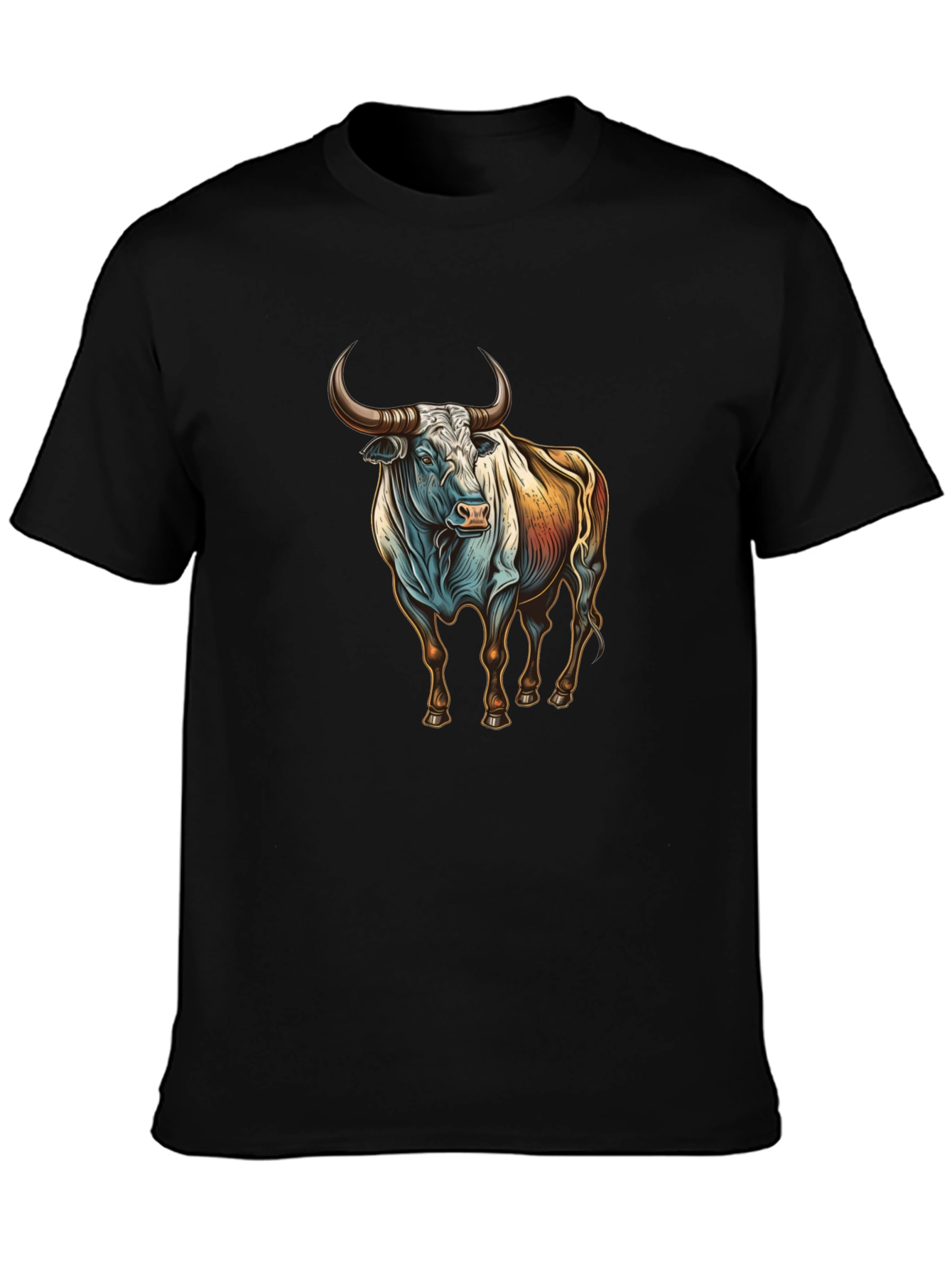 Bull Graphic Tee - Black Cotton Blend