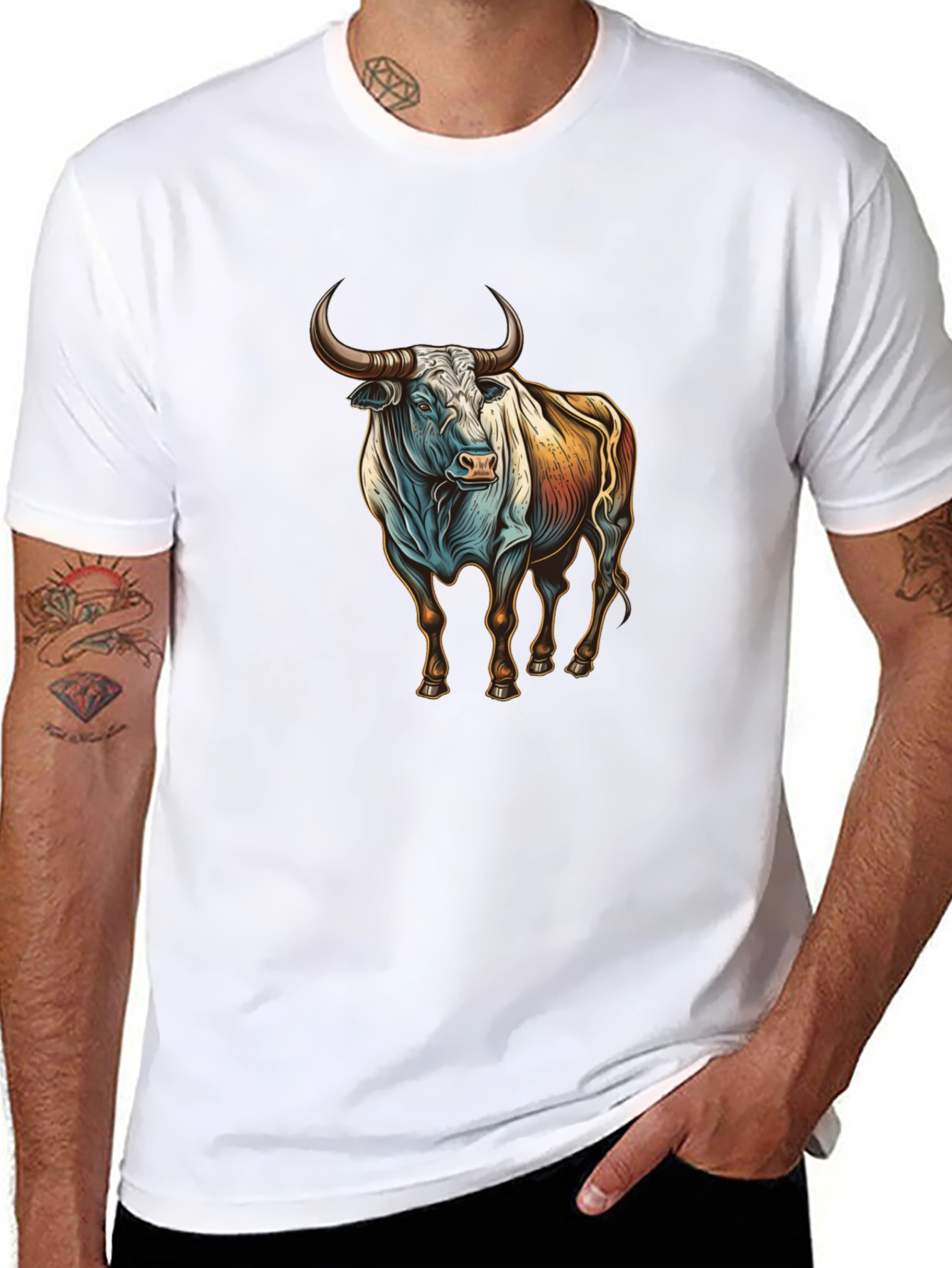 Bull Graphic Tee - Black Cotton Blend