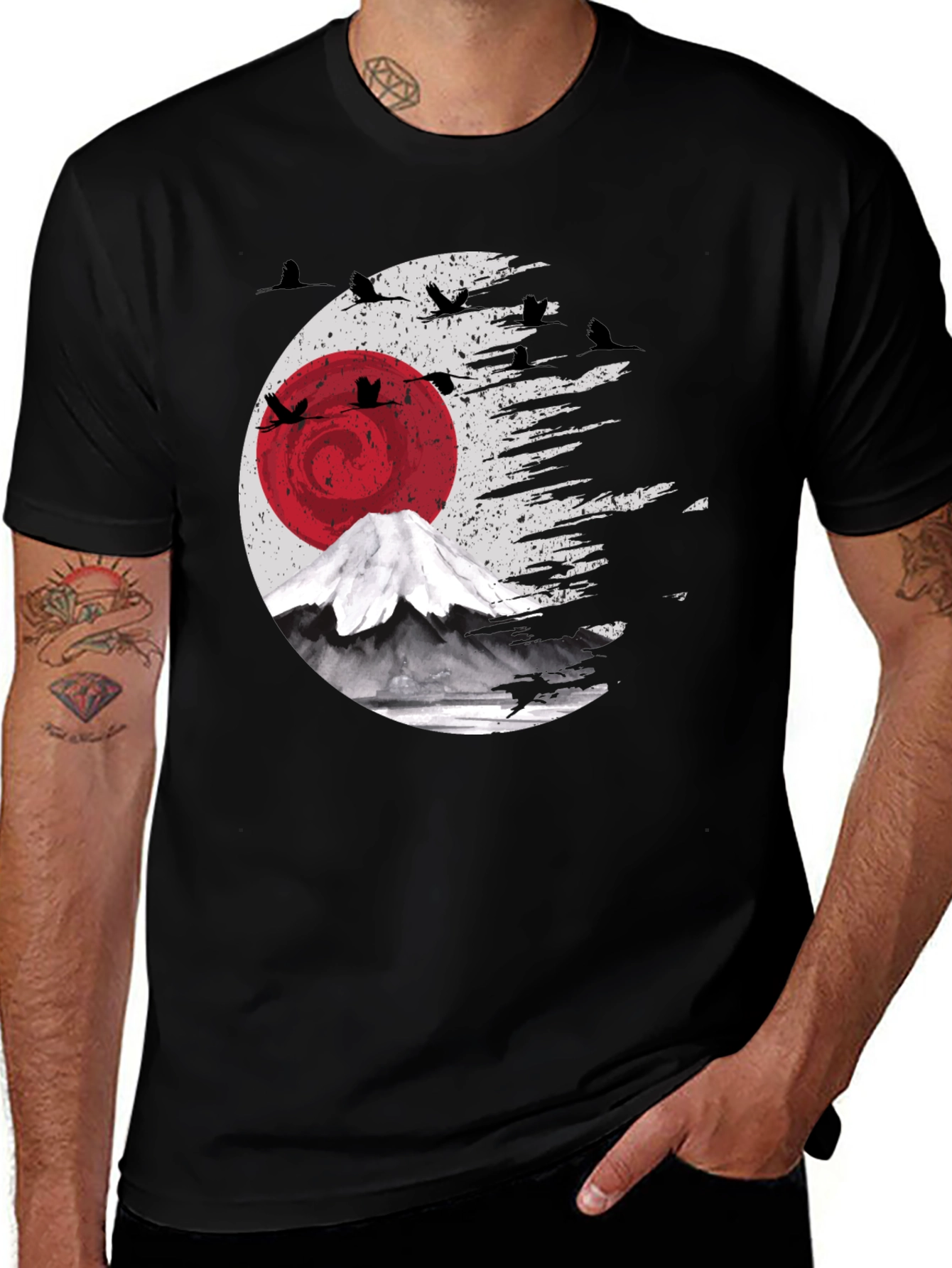 Japanese Crane Mount Fuji T-Shirt
