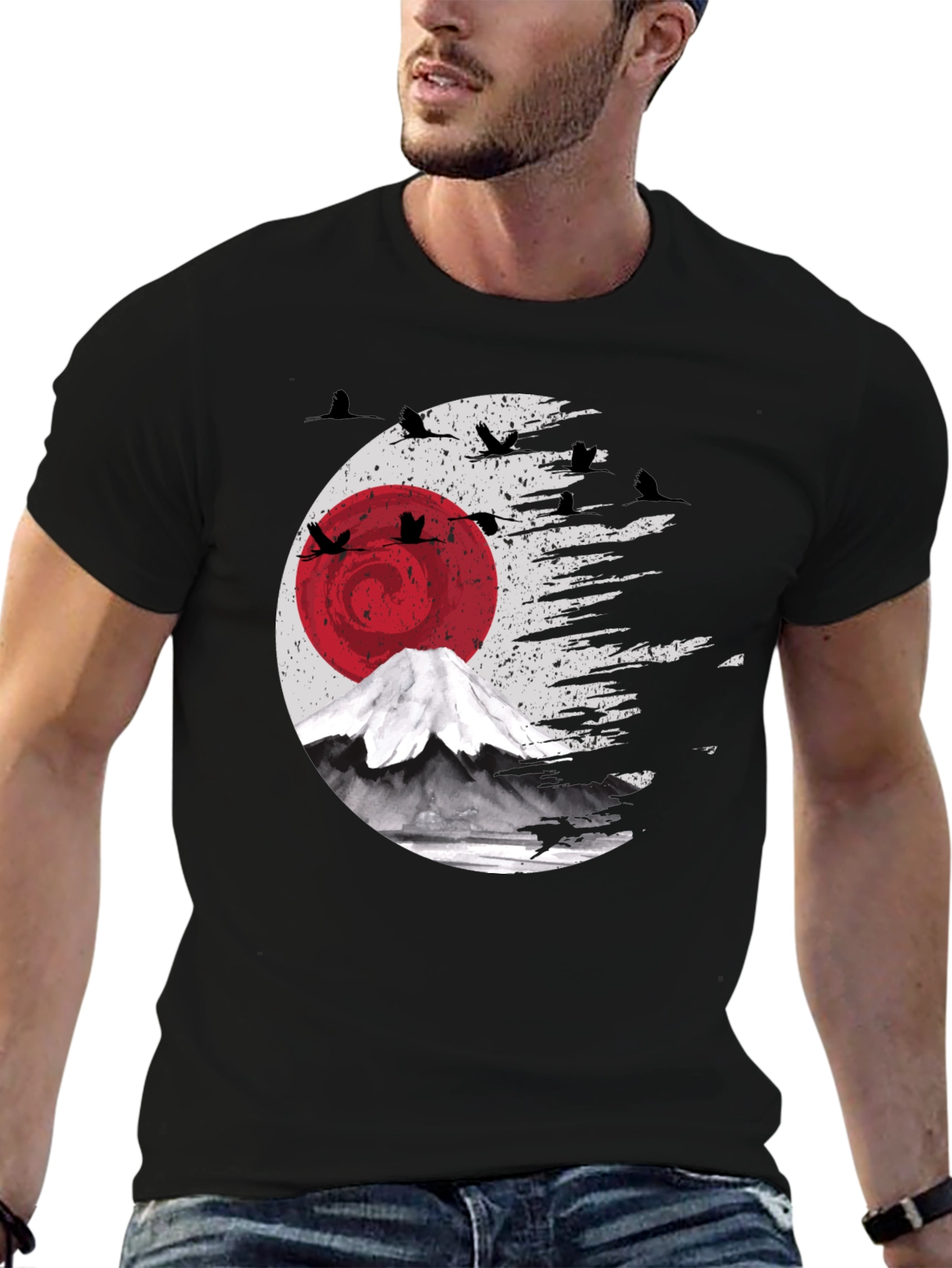 Japanese Crane Mount Fuji T-Shirt