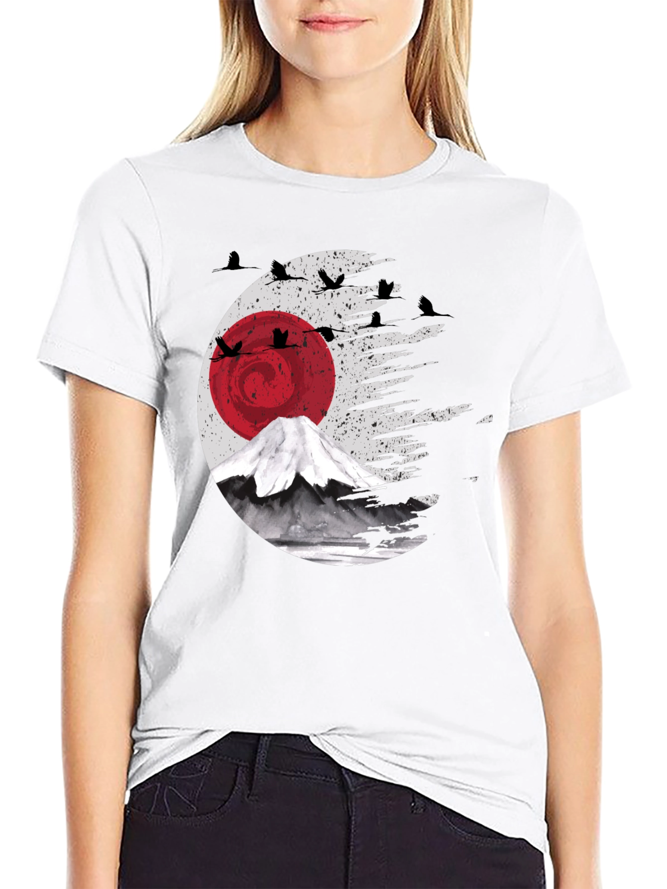 Japanese Crane Mount Fuji T-Shirt