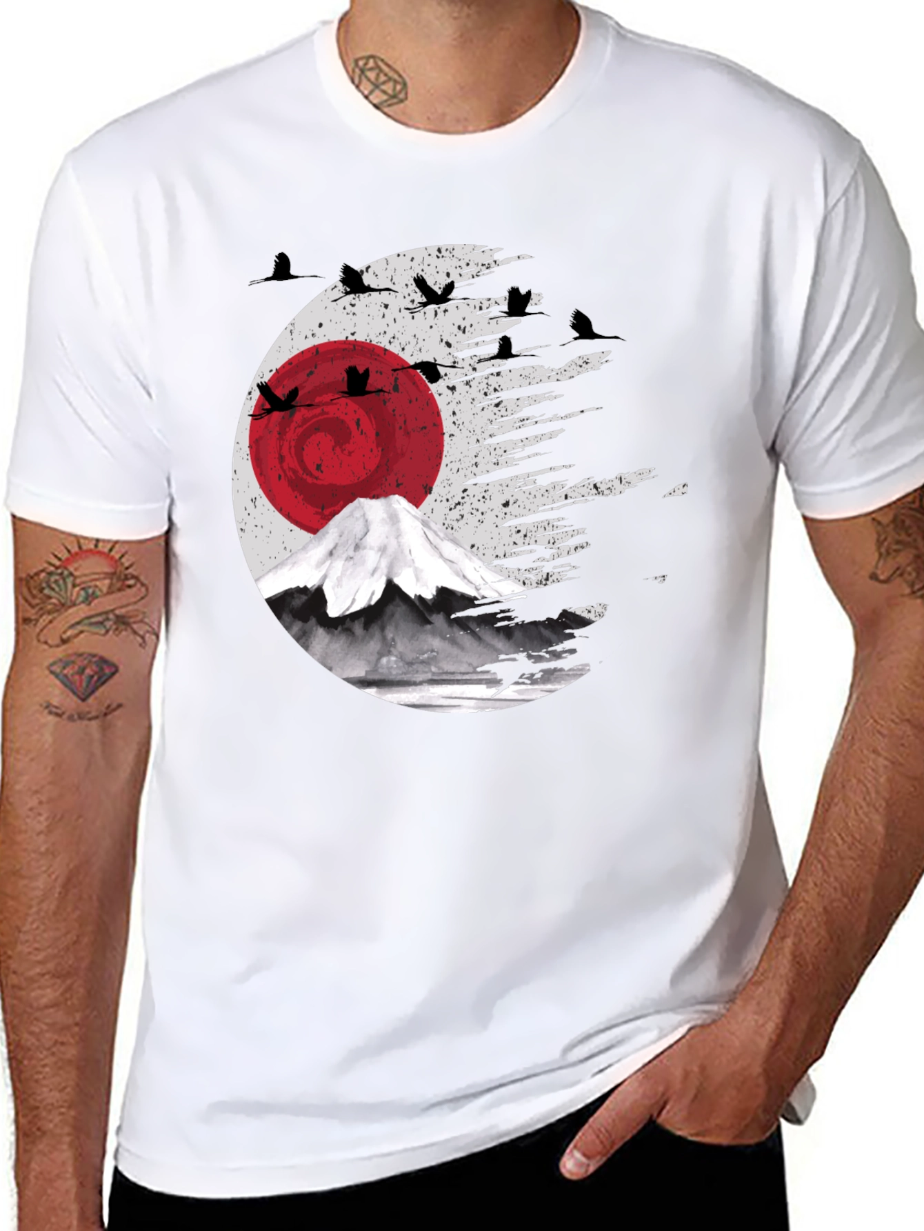 Japanese Crane Mount Fuji T-Shirt