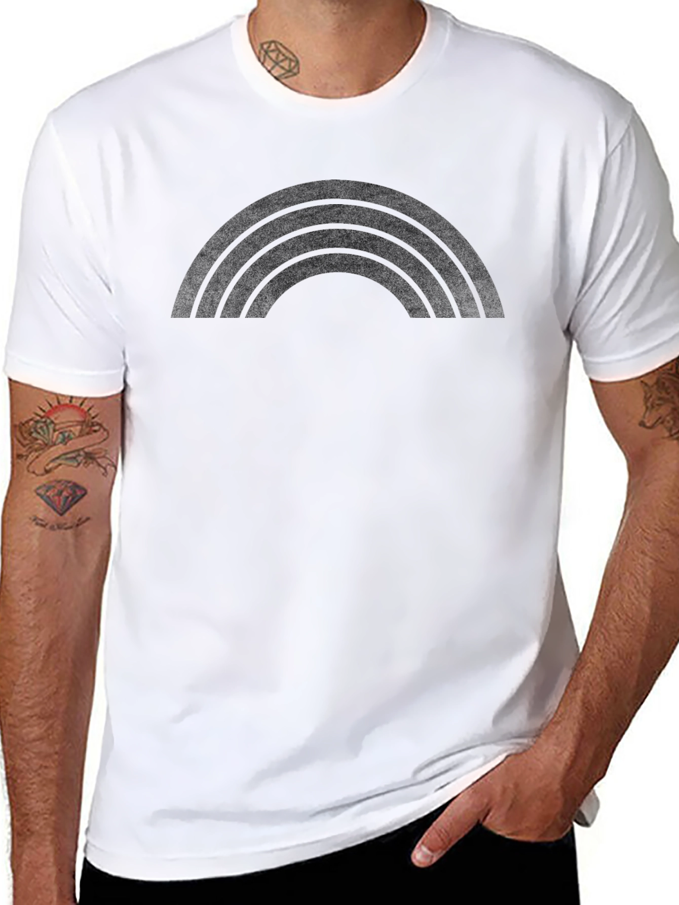 Black Rainbow Graphic Tee - Stylish Casual Wear