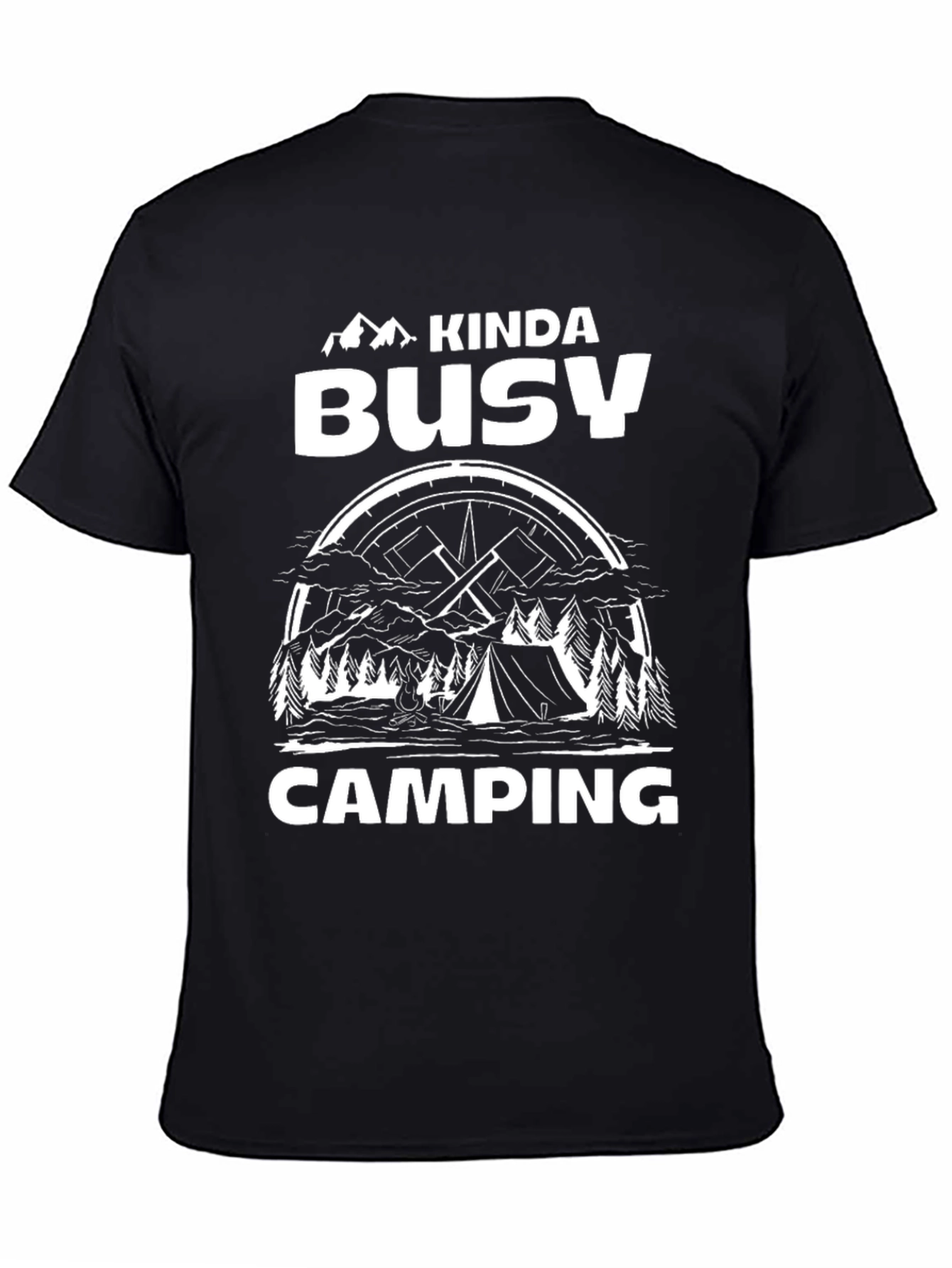 Kinda Busy Camping Black Graphic T-Shirt