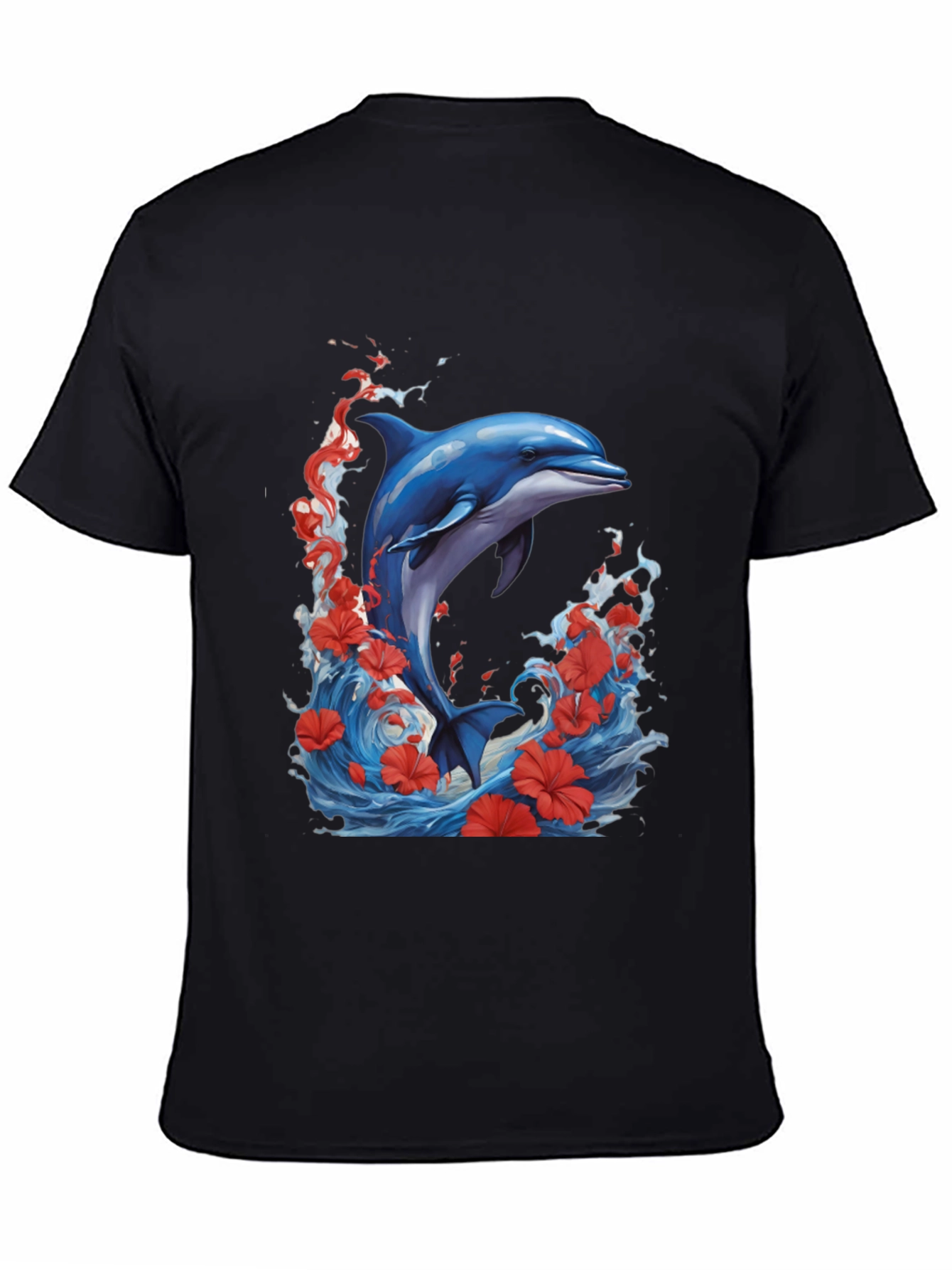 Dolphin Waves Graphic Tee - Black