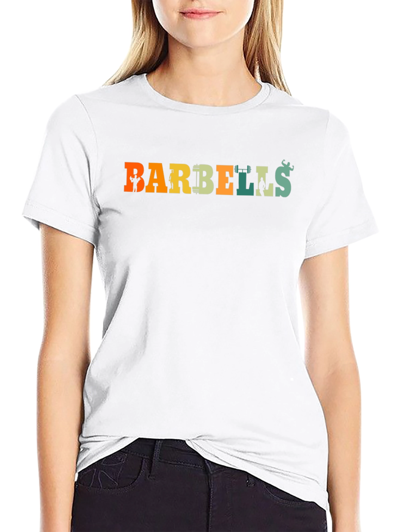 Barbells Graphic Tee - Retro Gym Shirt