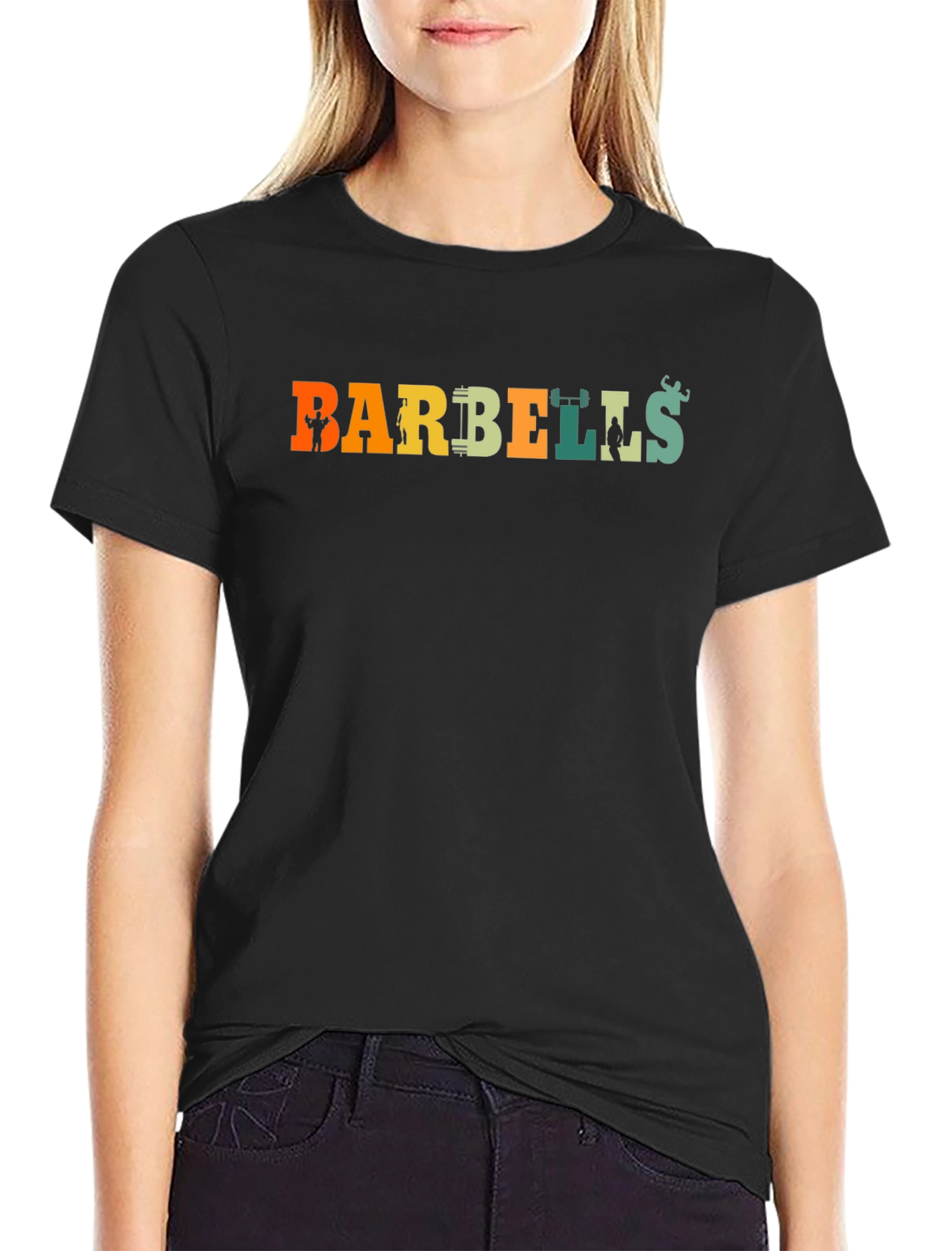 Barbells Graphic Tee - Retro Gym Shirt
