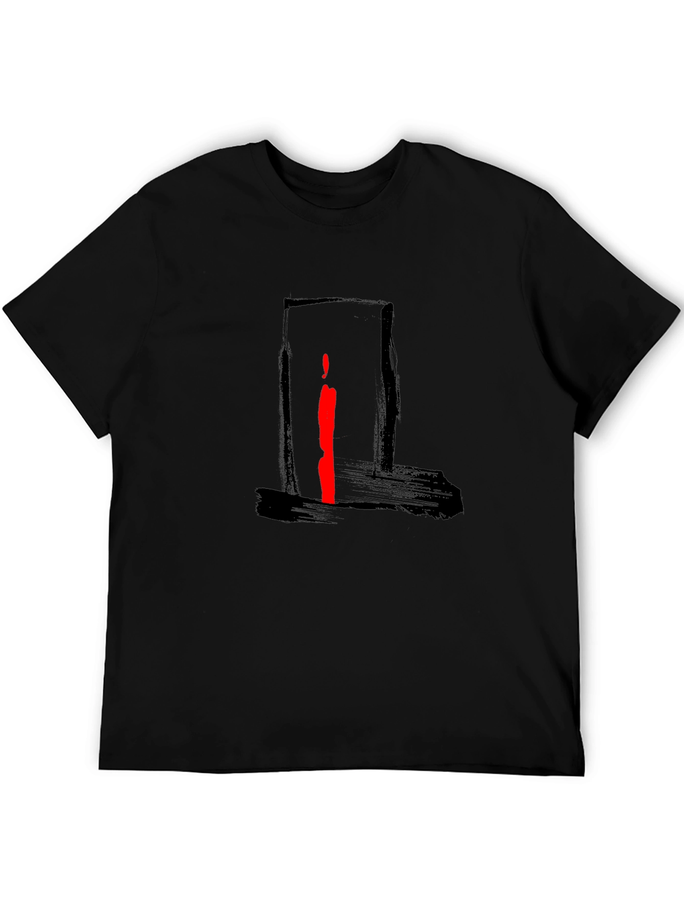 Abstract Red Stripe Graphic Black T-Shirt