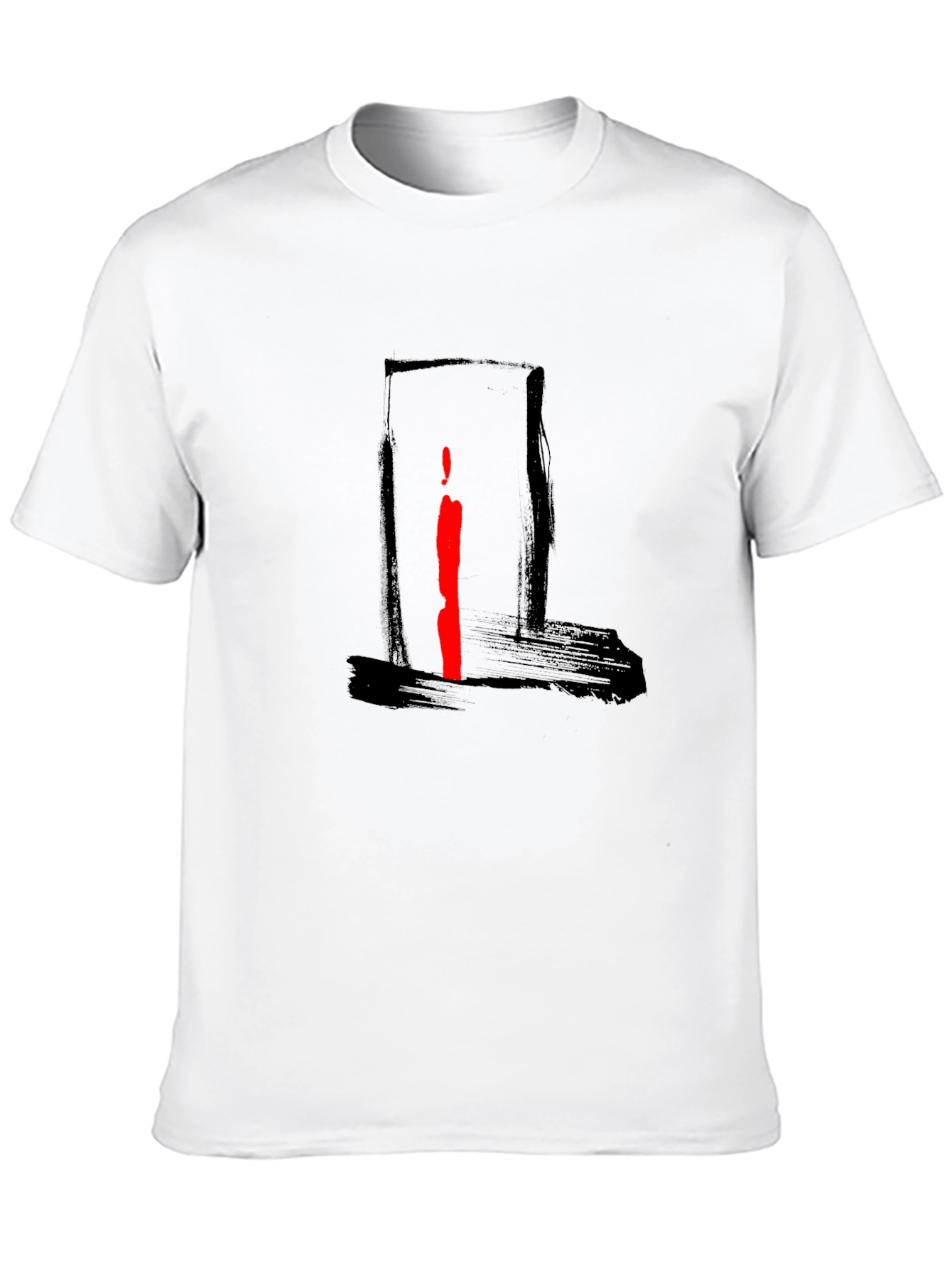 Abstract Red Stripe Graphic Black T-Shirt