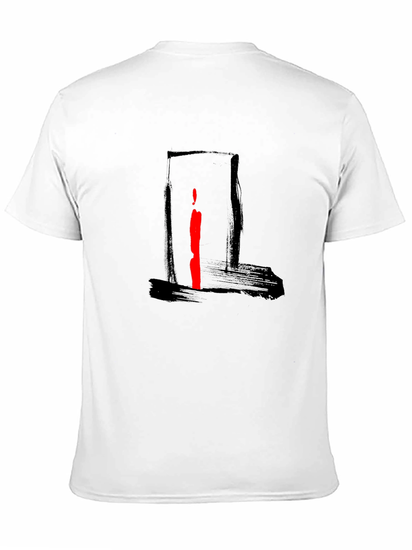 Abstract Red Stripe Graphic Black T-Shirt