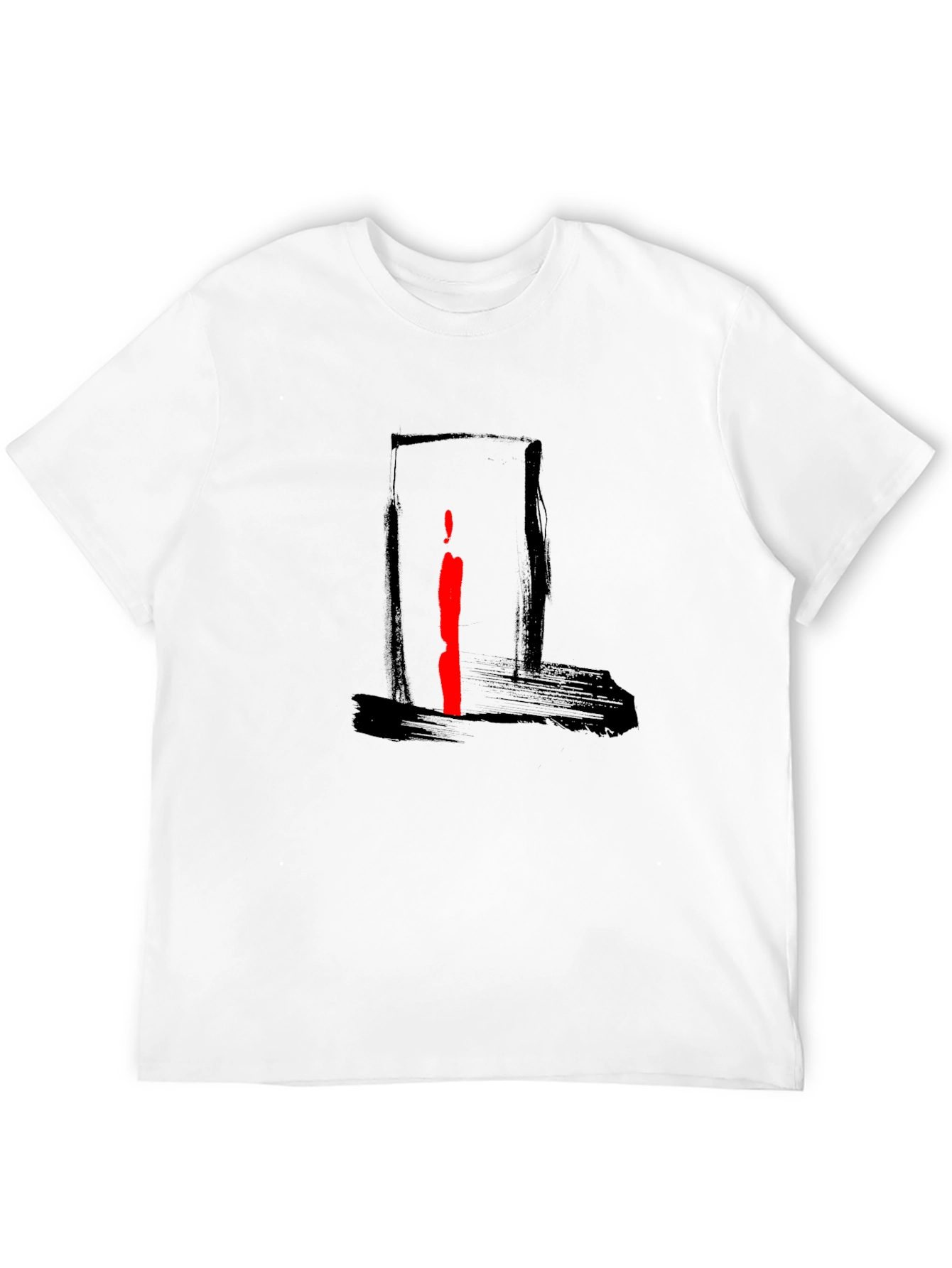 Abstract Red Stripe Graphic Black T-Shirt