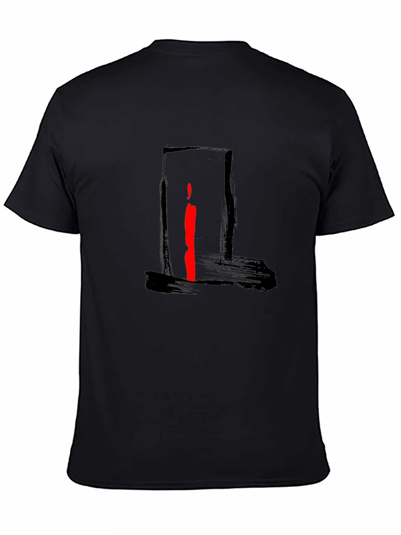 Abstract Red Stripe Graphic Black T-Shirt