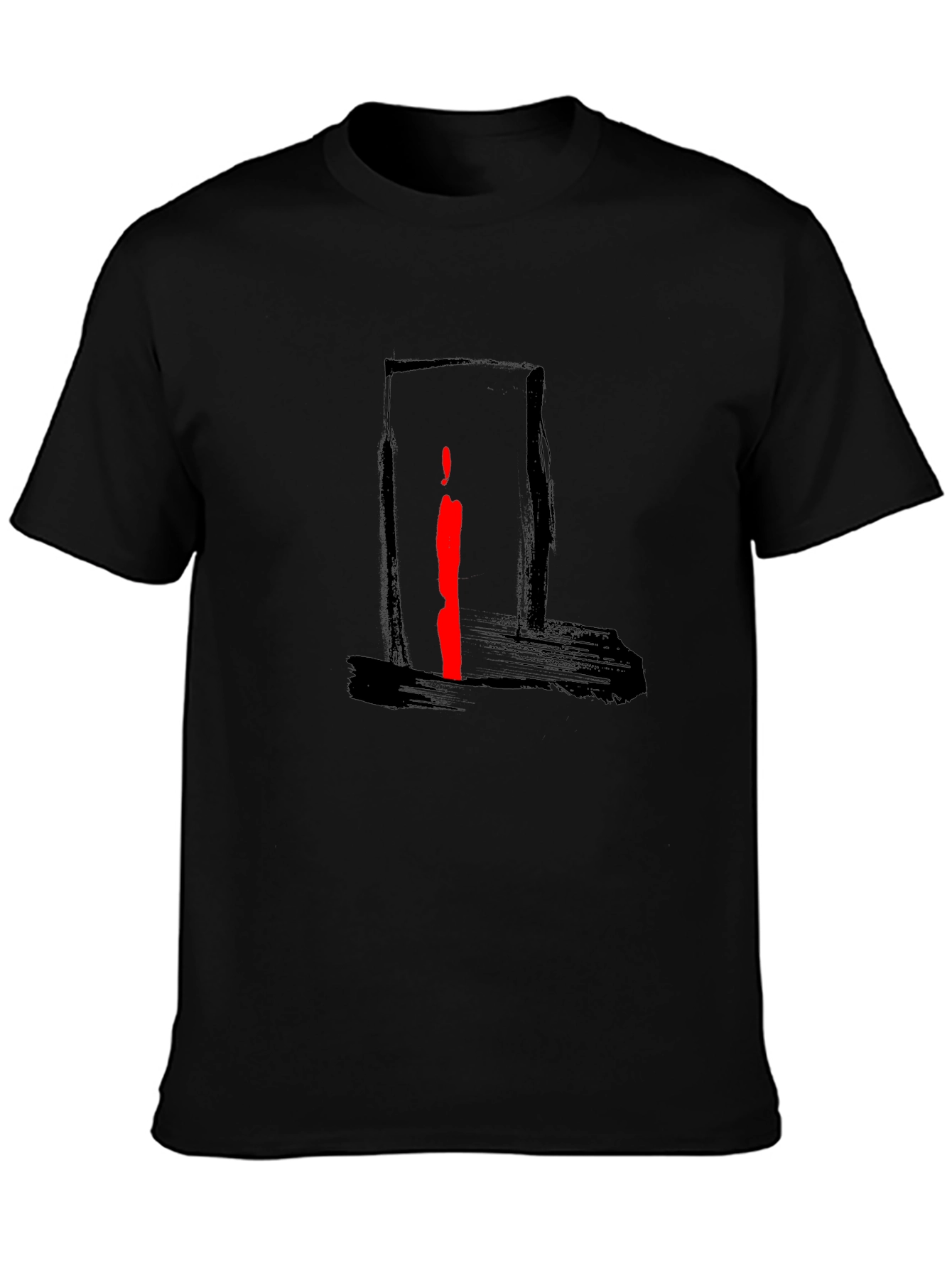 Abstract Red Stripe Graphic Black T-Shirt