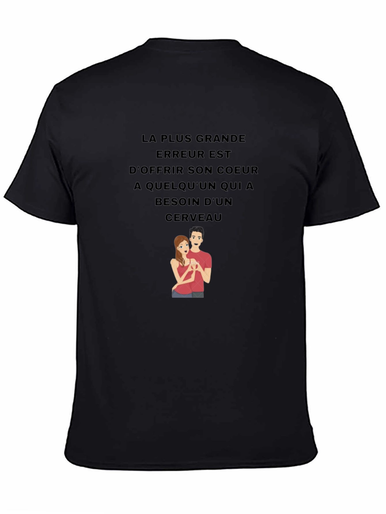 Humorous Graphic T-Shirt - Brains Over Hearts