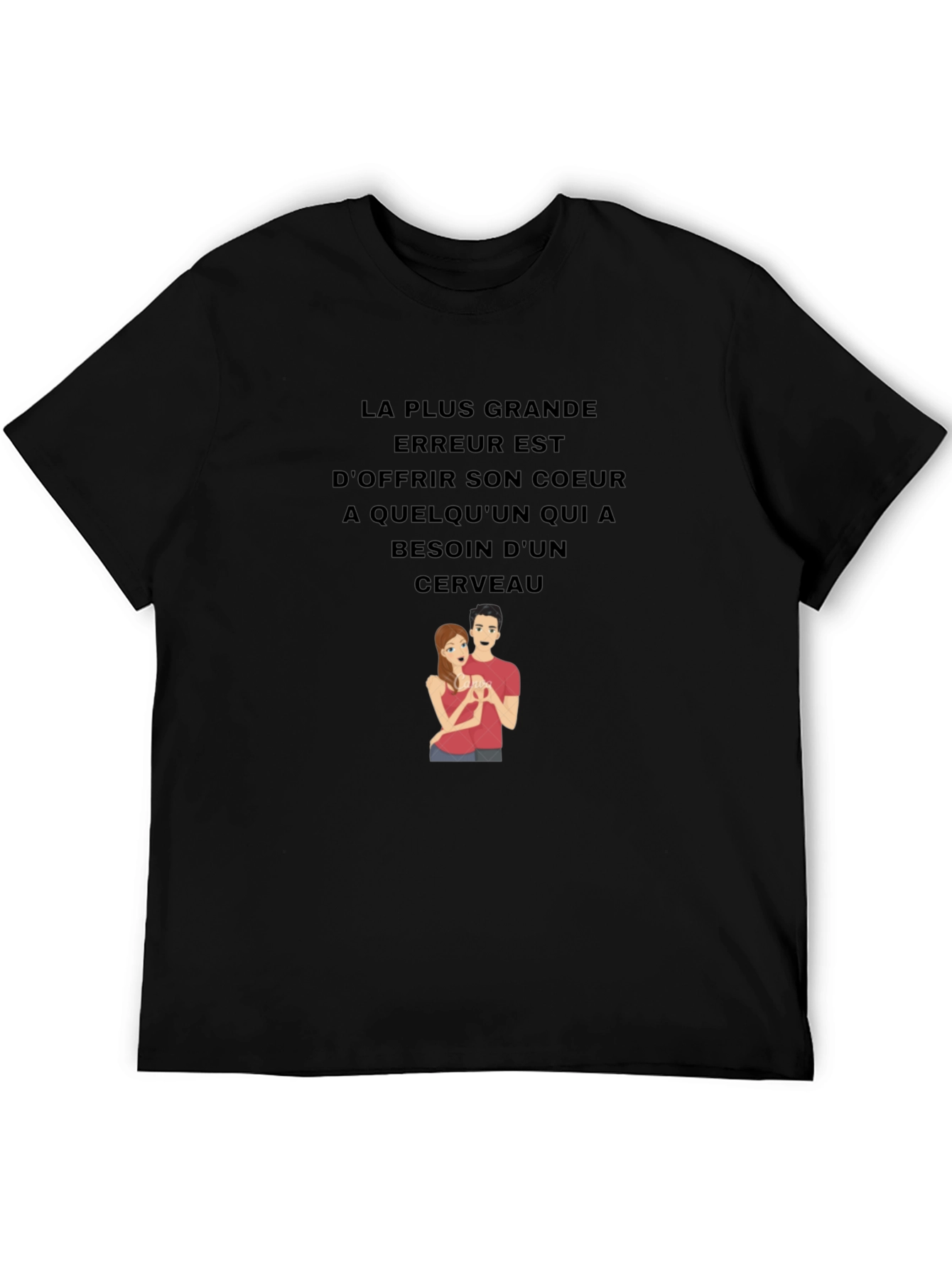 Humorous Graphic T-Shirt - Brains Over Hearts