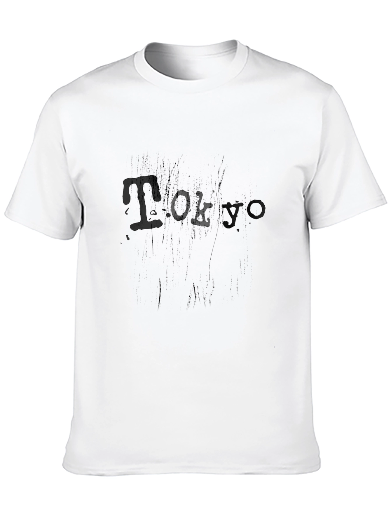 Black Graphic Tee - Distressed Tokyo Print