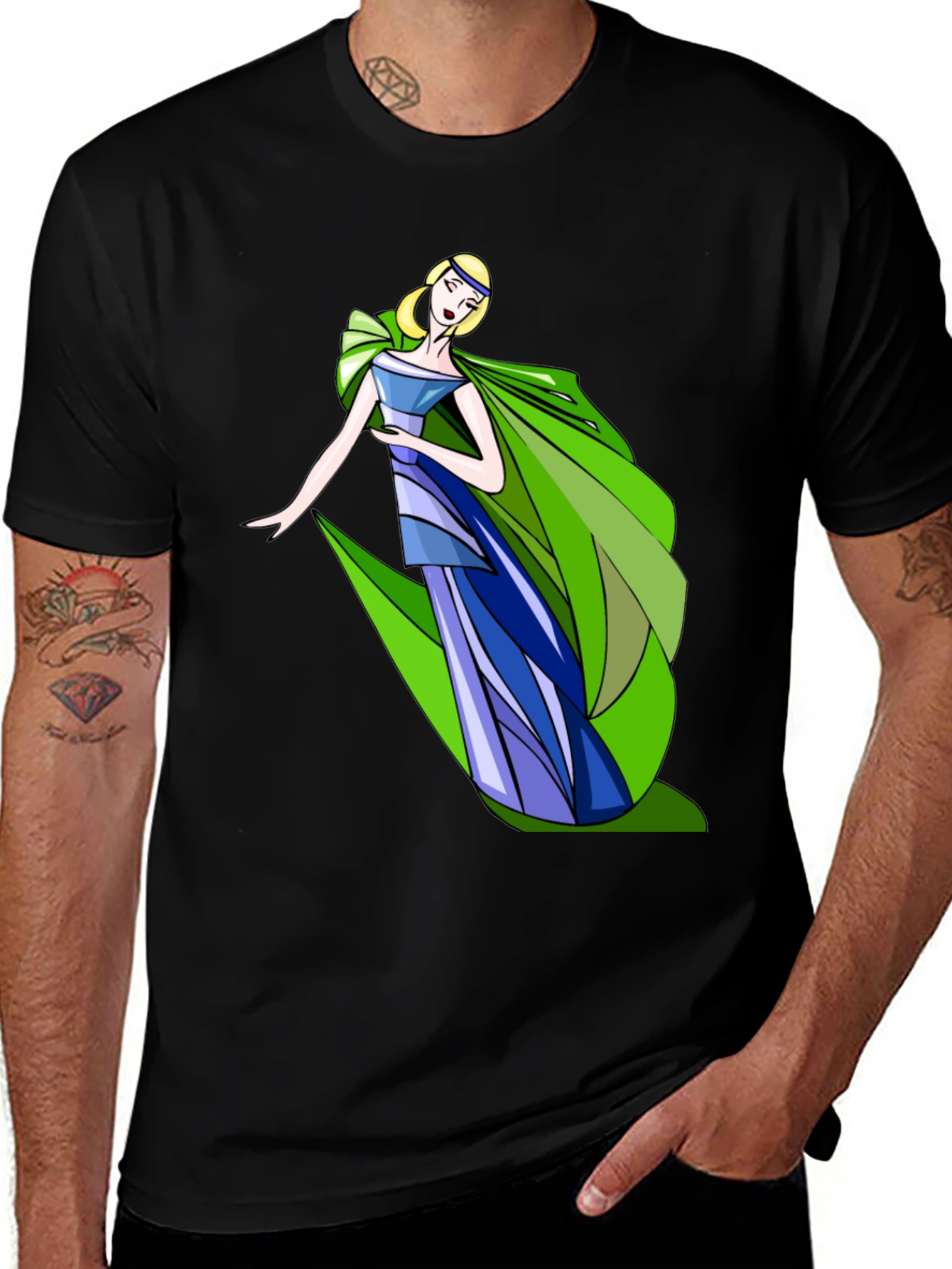 Elegant Lady Graphic Black T-Shirt