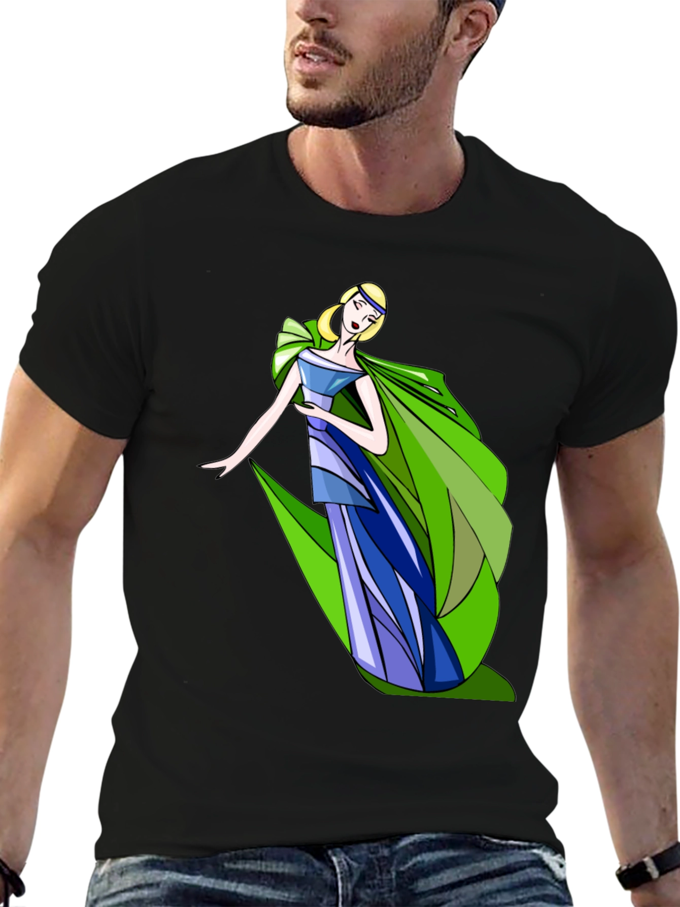 Elegant Lady Graphic Black T-Shirt