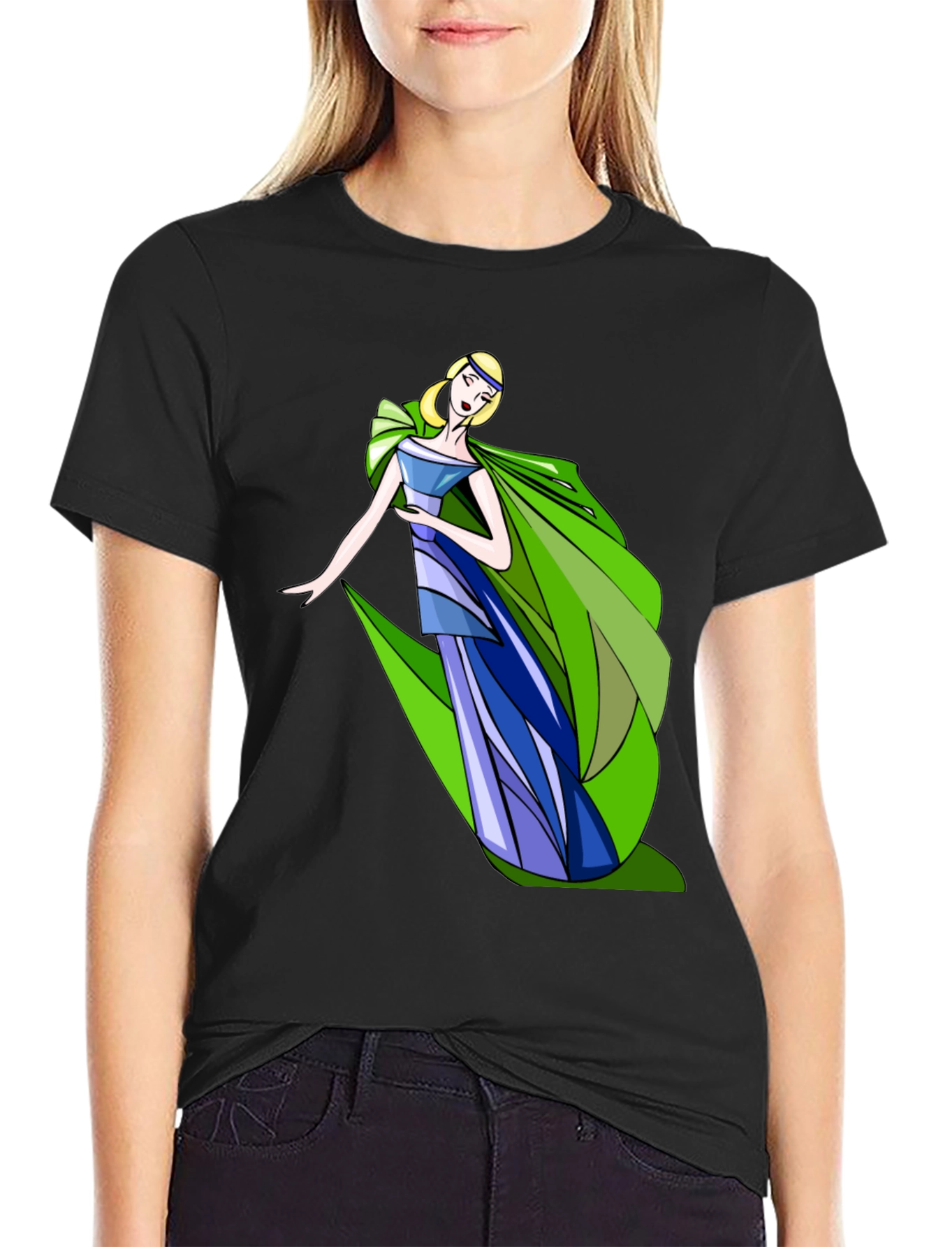 Elegant Lady Graphic Black T-Shirt