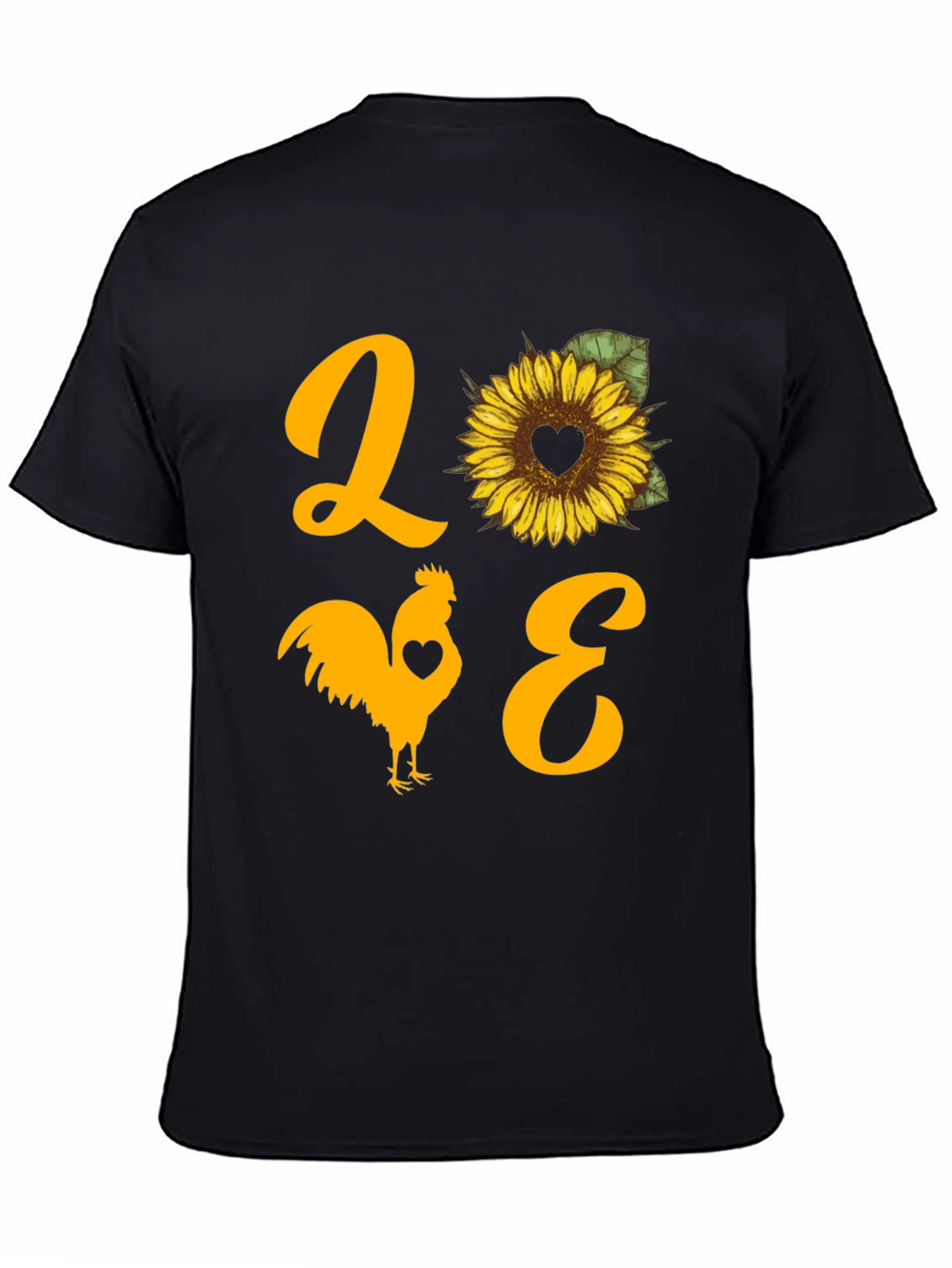 LOVE Rooster Sunflower Graphic T-Shirt