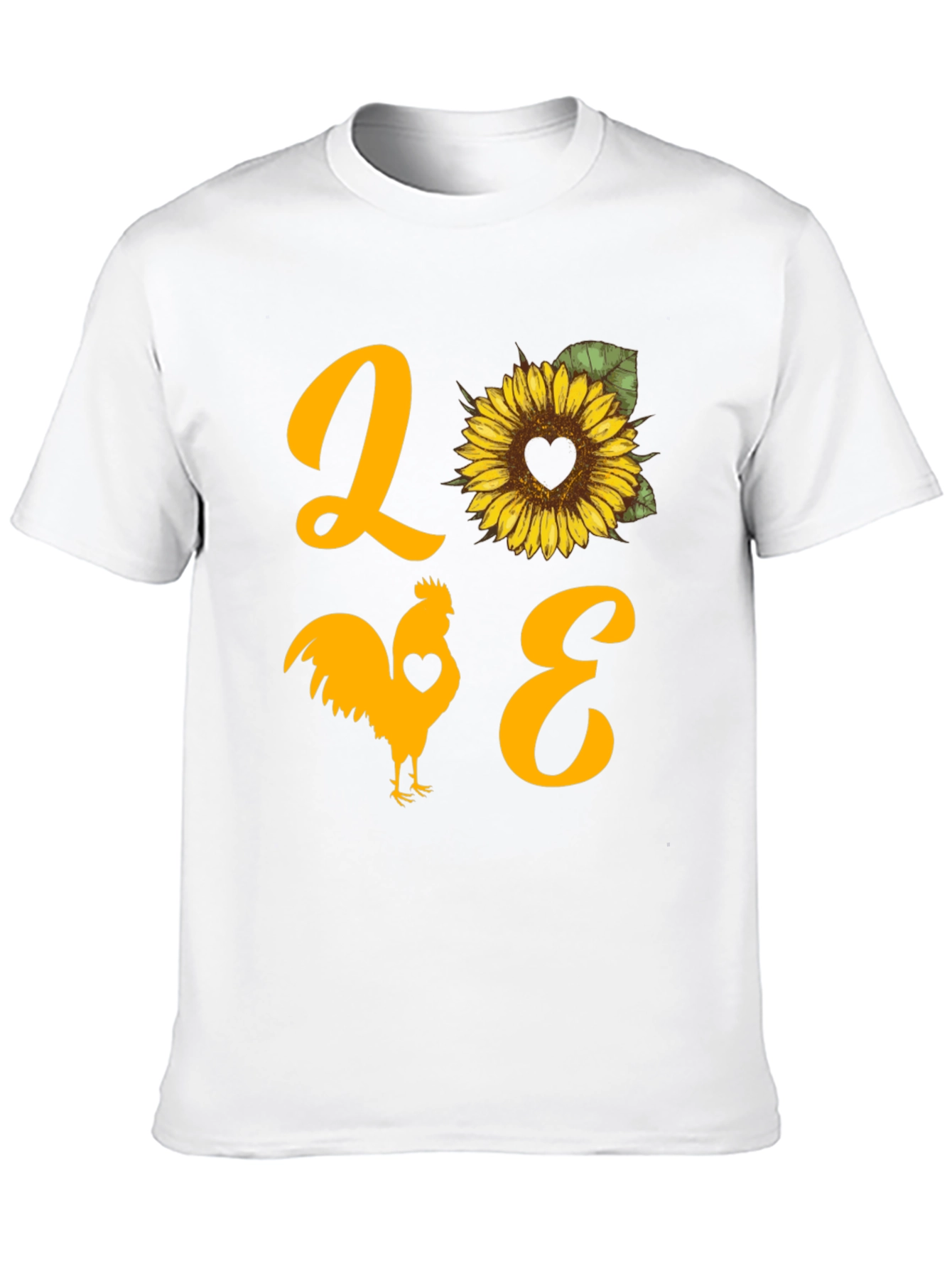 LOVE Rooster Sunflower Graphic T-Shirt