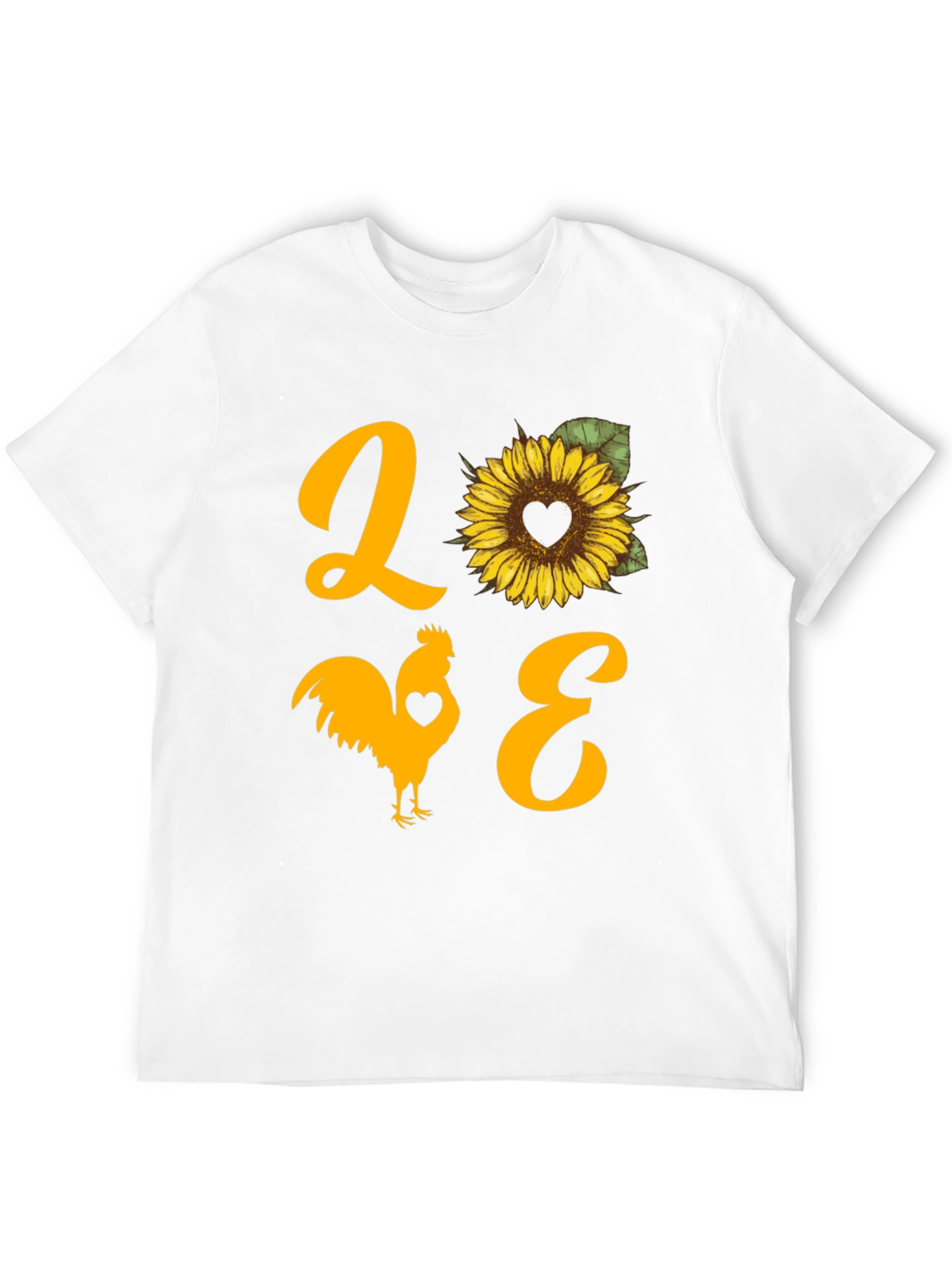LOVE Rooster Sunflower Graphic T-Shirt