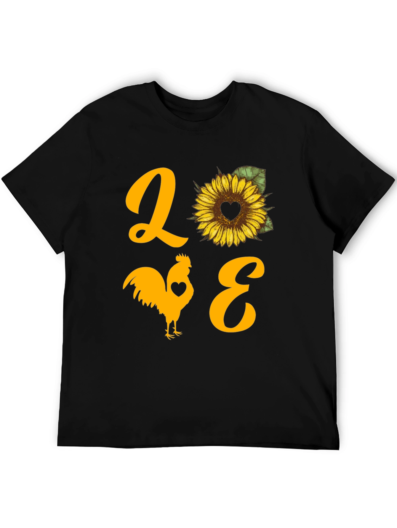 LOVE Rooster Sunflower Graphic T-Shirt