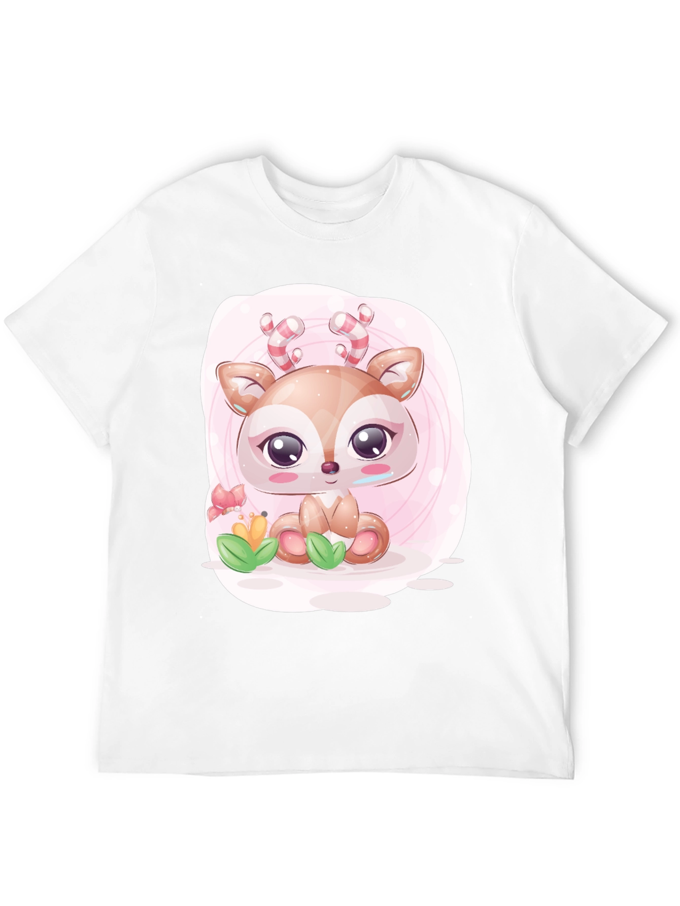Cute Deer Graphic Tee - Black Casual T-Shirt